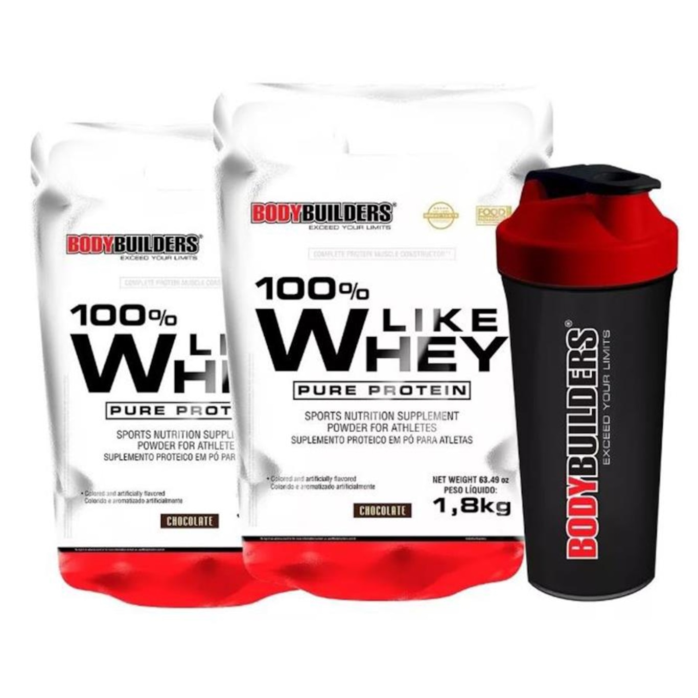 Kit 2x Whey Protein Bodybuilders - Chocolate - 1,8Kg + Coqueteleira - Foto 1