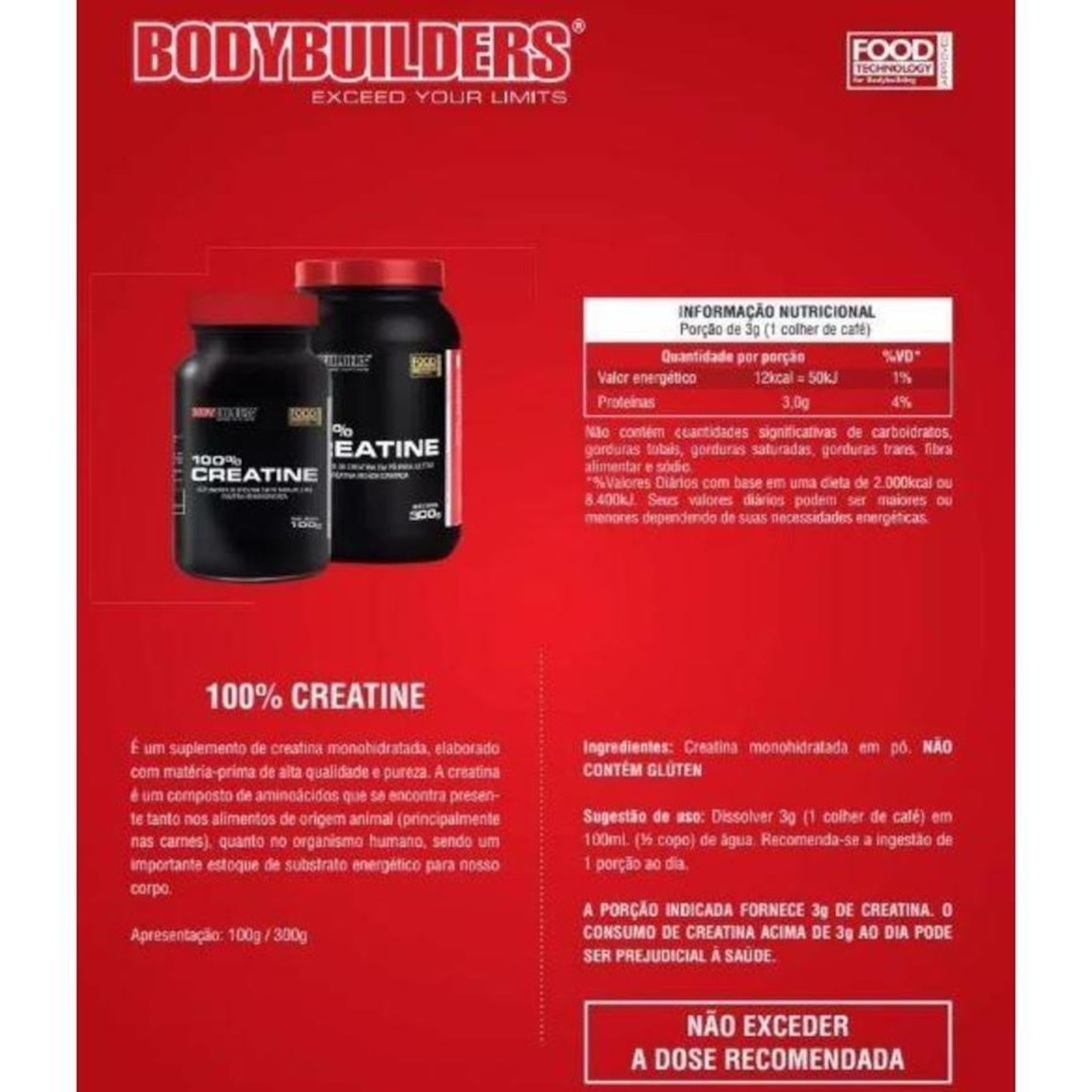 Combo 4x 100% Creatina Natural Bodybuilders - 100g - Foto 3