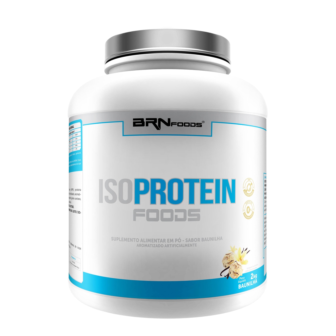 Whey Protein Isolado BRN Foods - 2kg - Baunilha + Coqueteleira - Foto 2