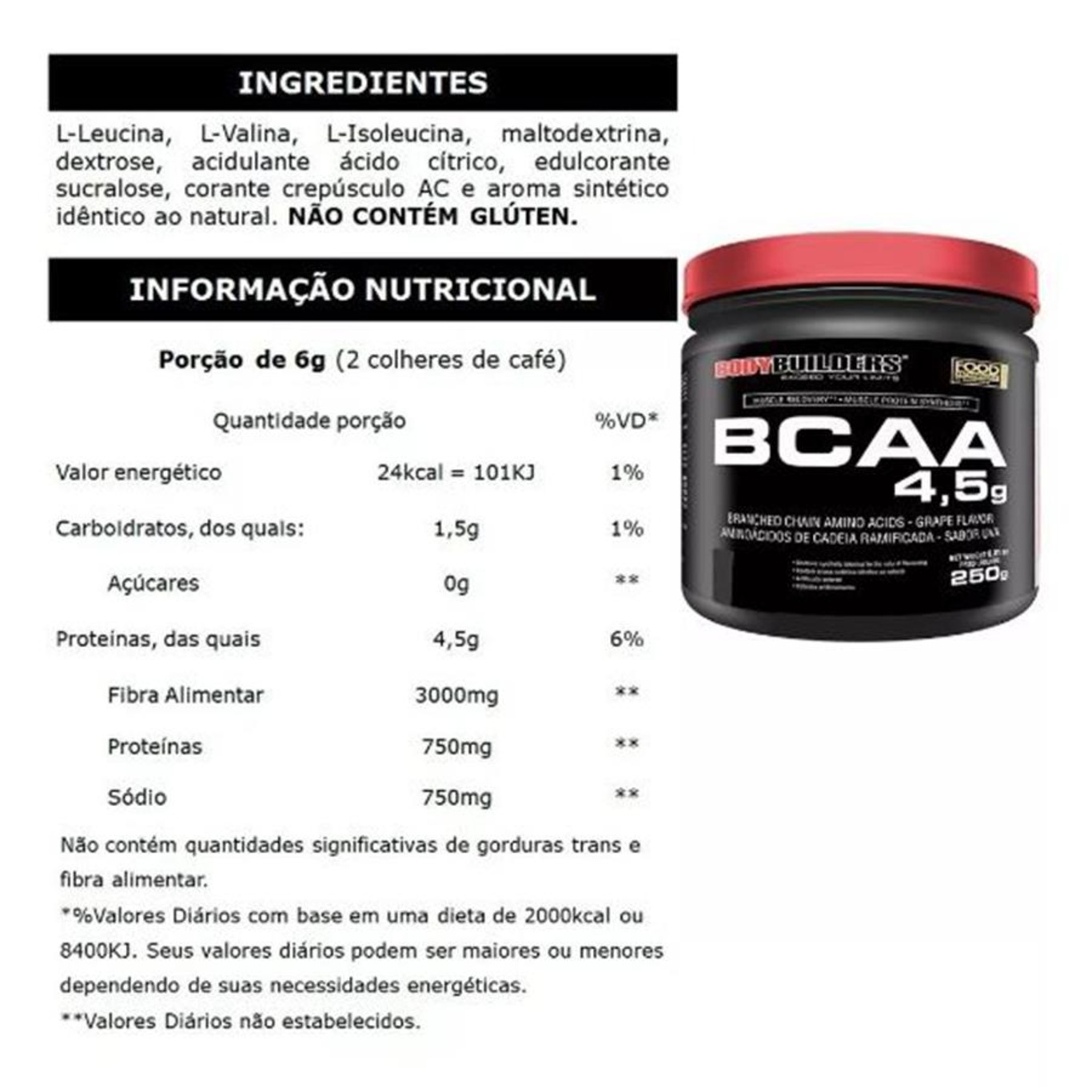 Kit Giant Mass Bodybuilders - 3kg + Giant Whey + Bcaa 4.5 Powder + Coqueteleira - Foto 3