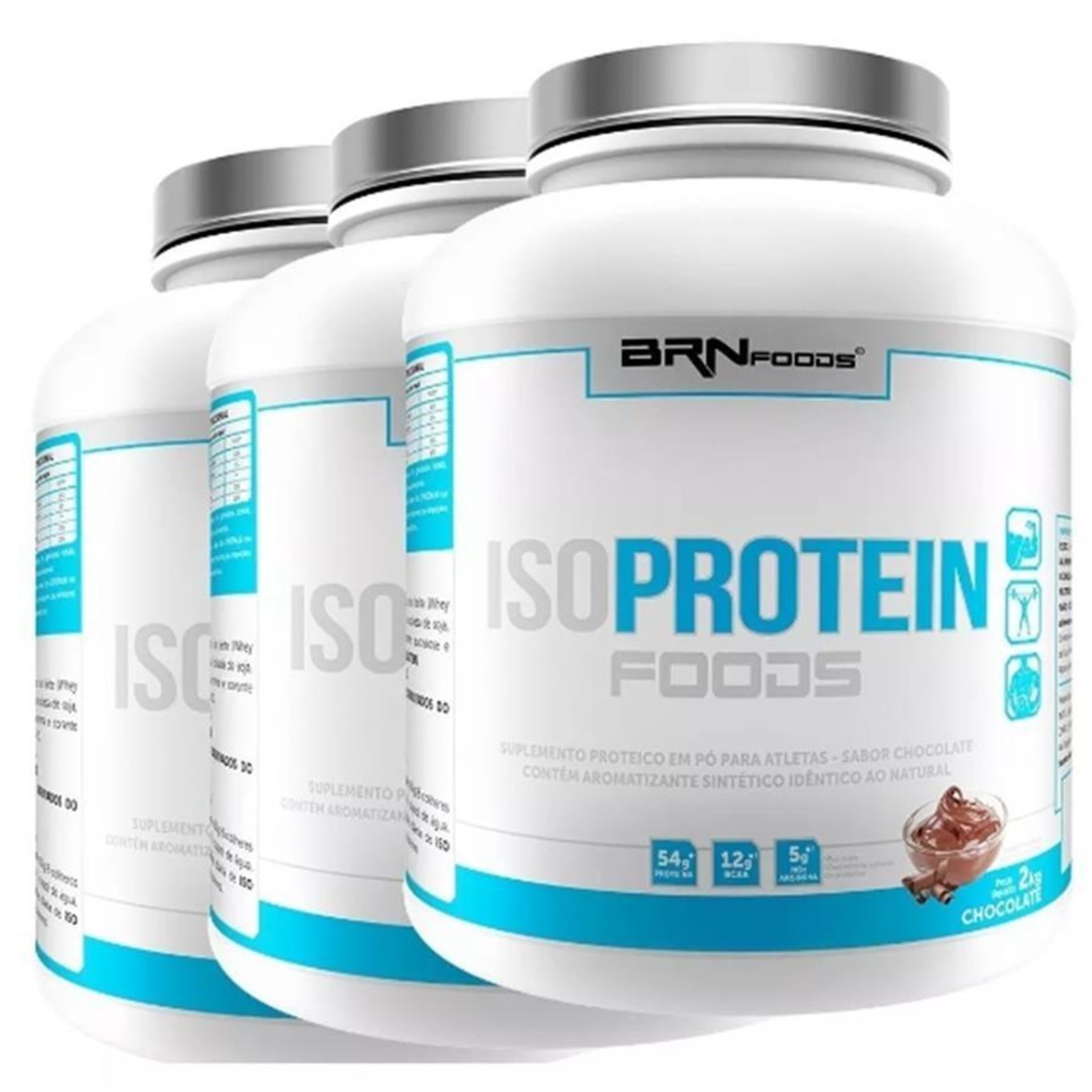 Whey Proten Isolado Brn Foods - 2 Kg - Chocolate - 3 unidades - Foto 1