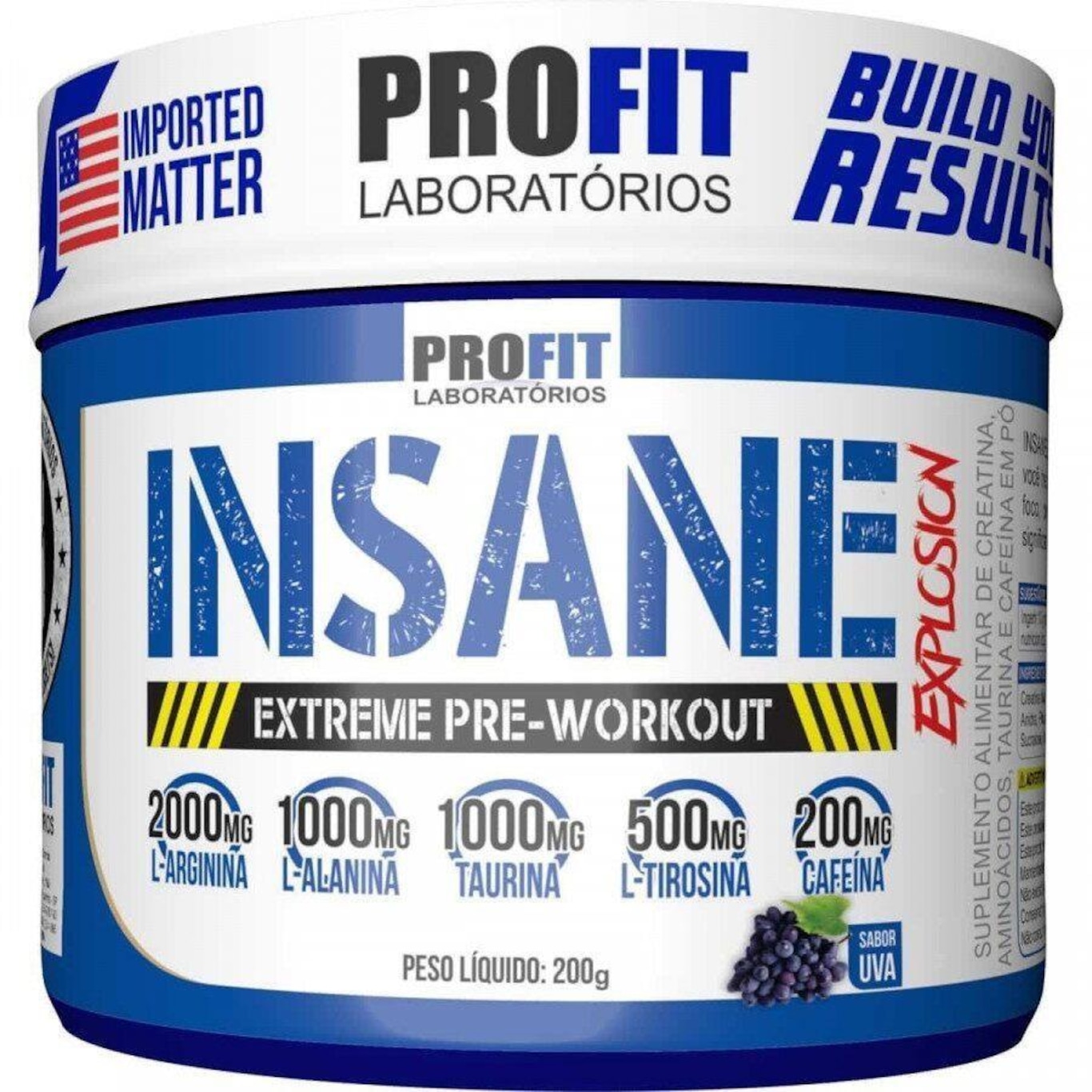 Pré Treino ProFit Insane Explosion Extreme Pre-Workout - Uva - 200g - Foto 1