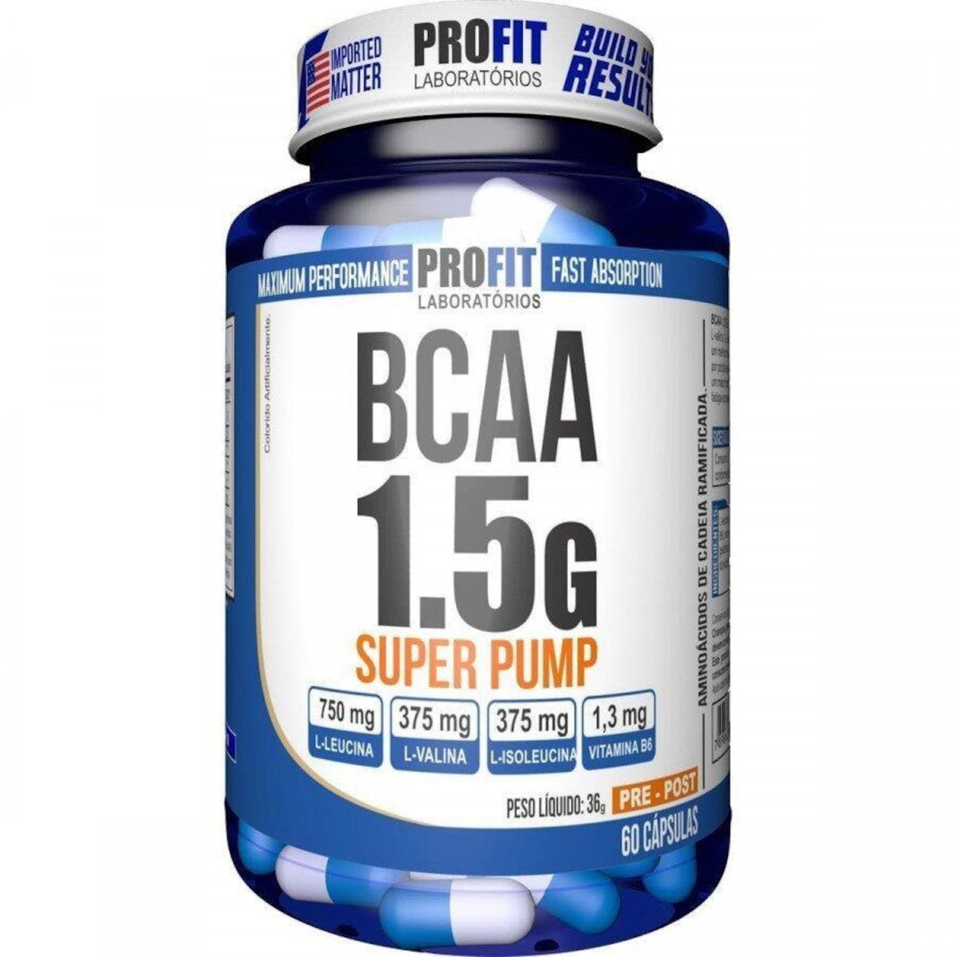 Bcaa ProFit Super Pump 1,5g - 60 Cápsulas - Foto 1