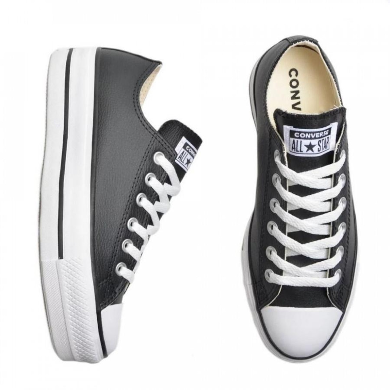 ALL STAR PLATAFORMA ECO LEATHER HI COURO PRETO - Converse é na