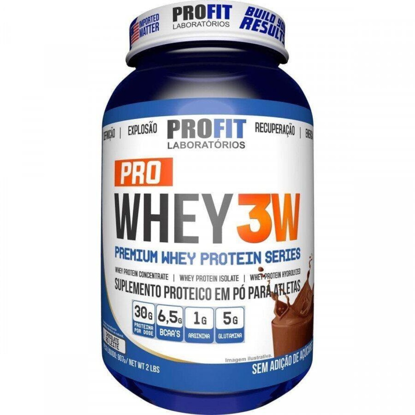 Whey Pro 3W ProFit - Chocolate - 907g - Foto 1