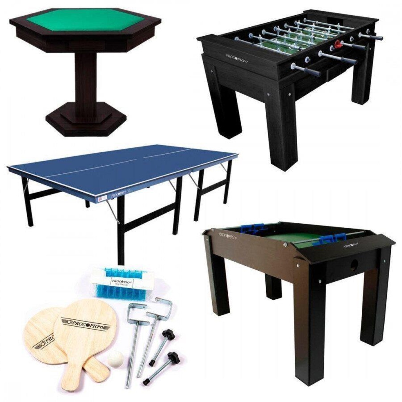 Mini Mesa de Jogos 4 em 1 - Bilhar, Pebolin, Hóquei e Ping Pong