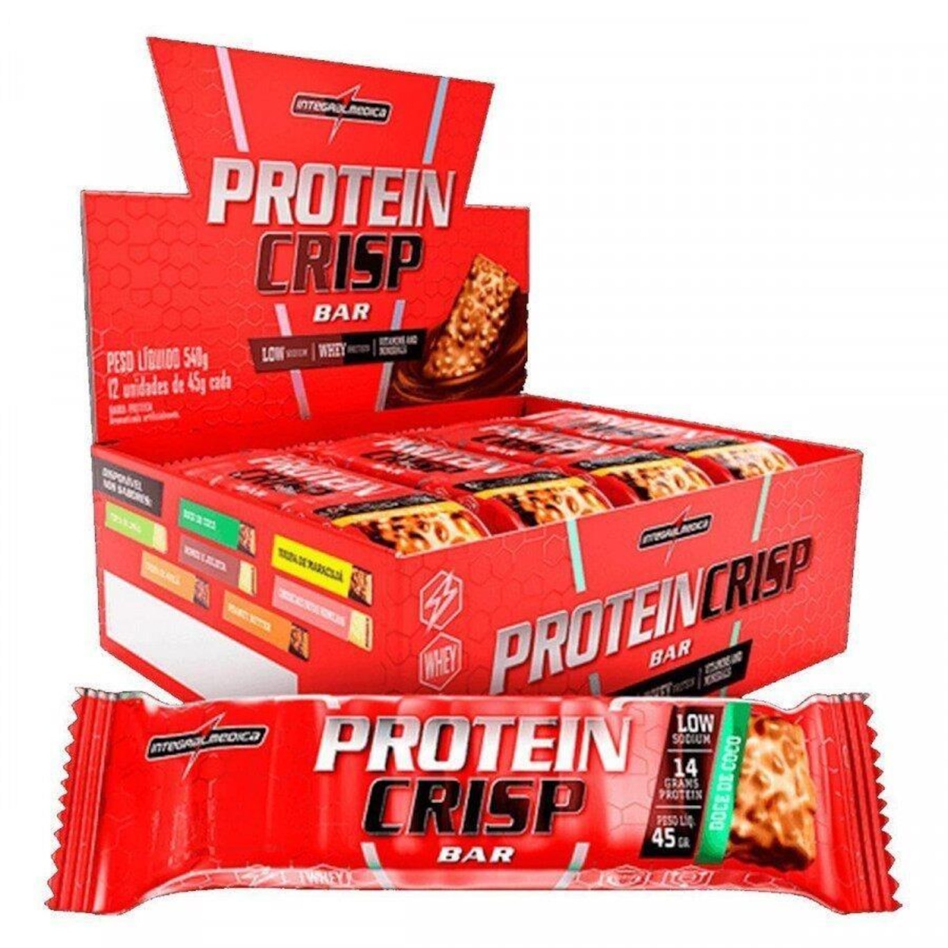 Kit 2 Protein Crisp Bar Integralmédica - Coco - 12 unidades 45g cada - Foto 1