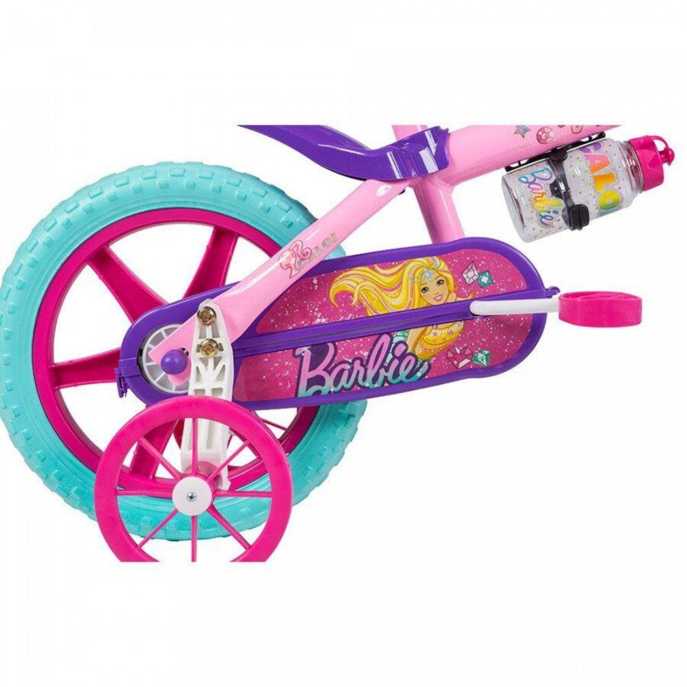 Bicicleta de Criança Barbie Roda 12 Rosa e Branco