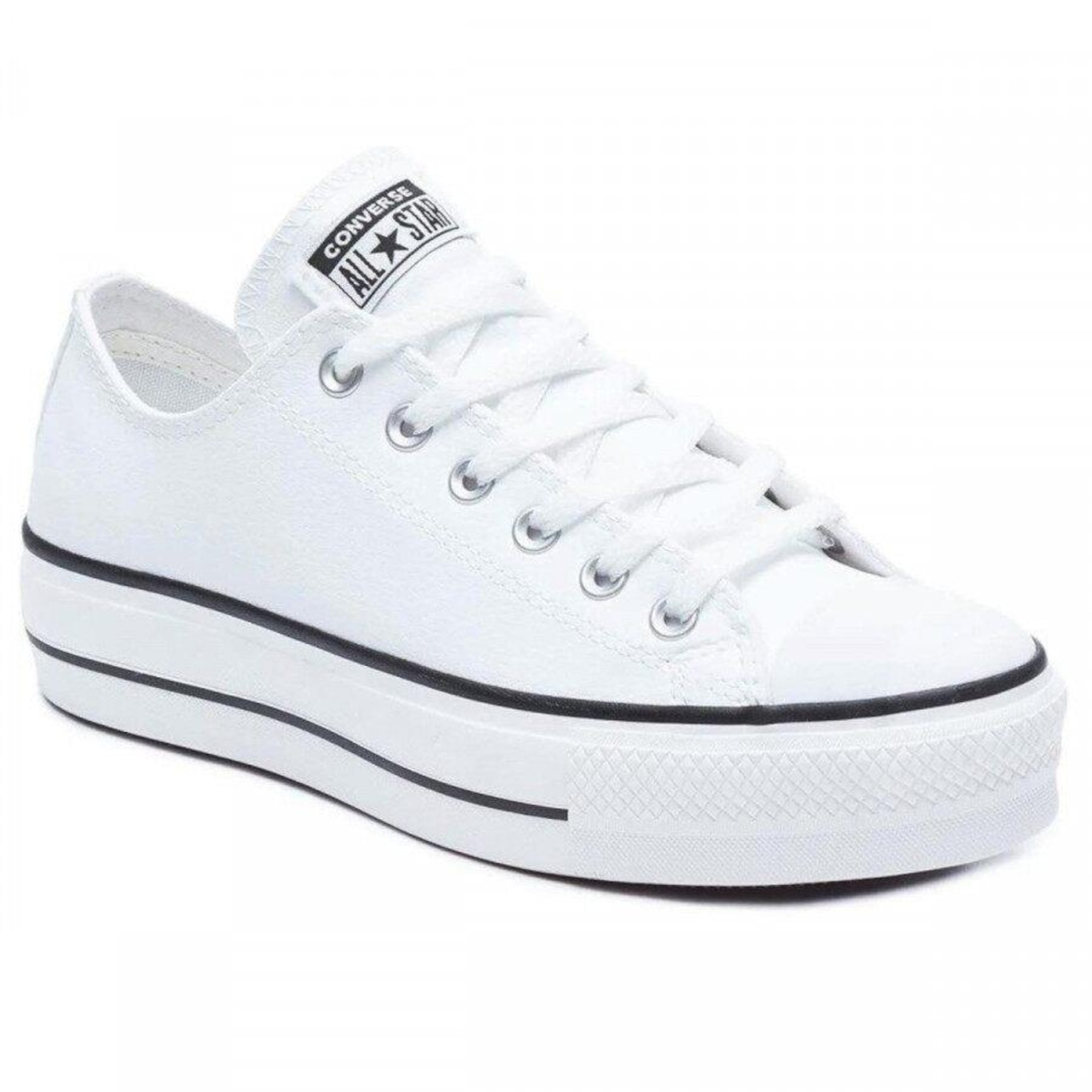 All Star de Couro Branco e Preto Tênis Converse