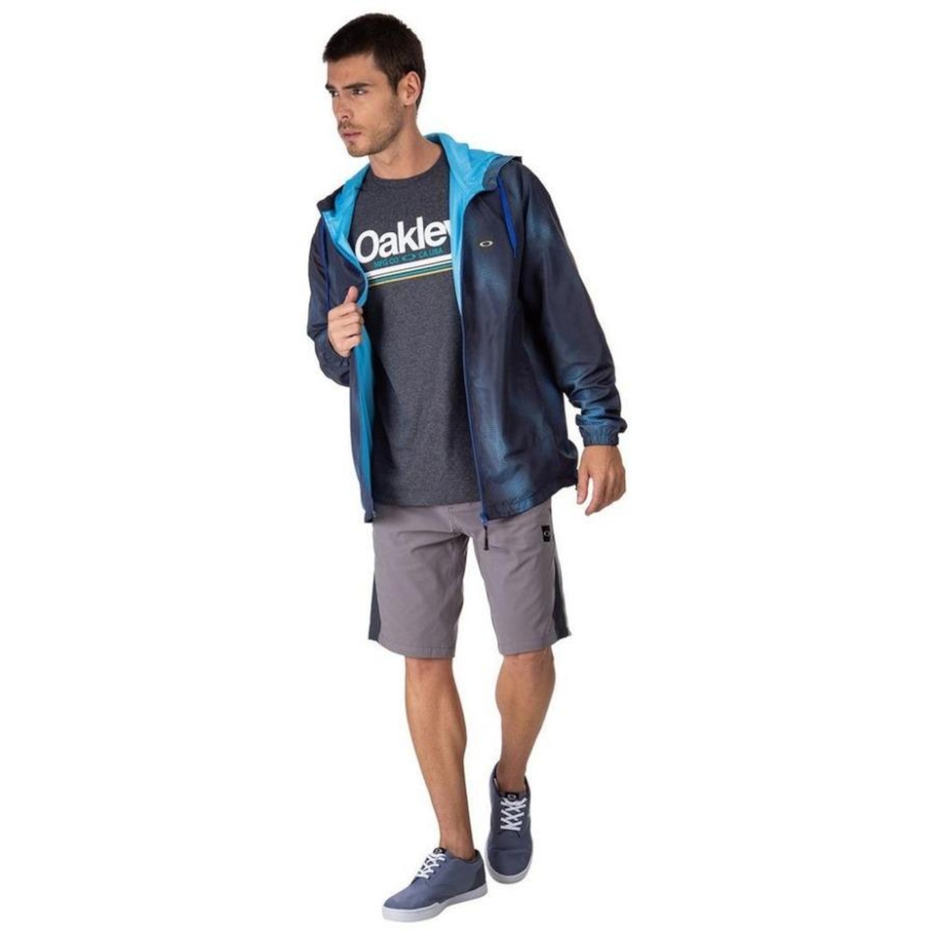 Jaqueta Corta Vento Oakley Blur Storm Windbreaker com Capuz - Masculina - Foto 4