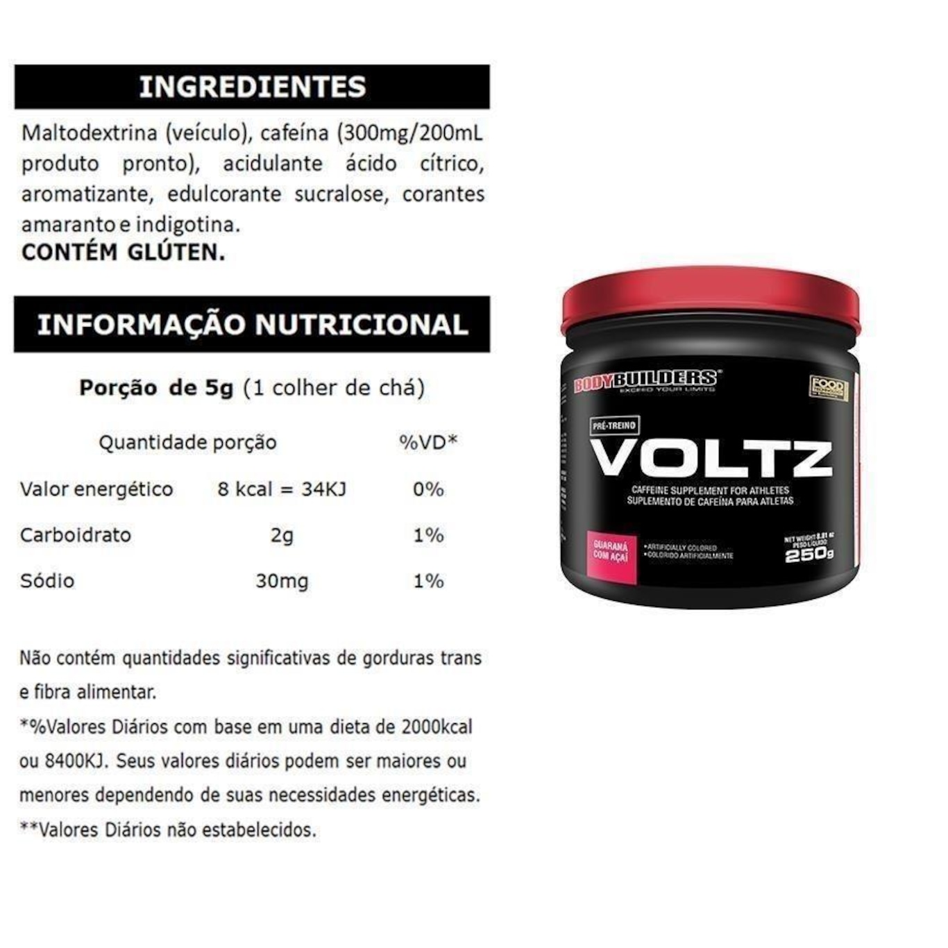 Kit de Suplementos Bodybuilders Six Advanced: Whey Protein - 900g + BCAA - 100g + Voltz + ZMA + Creatina - 100g + Coqueteleira - Foto 3