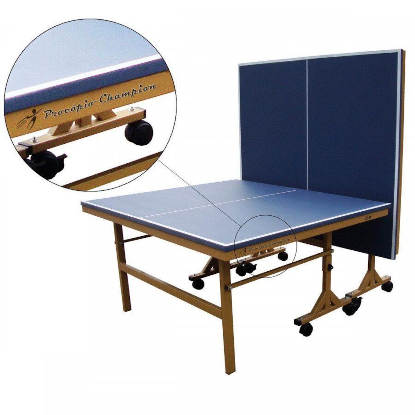 Mesa de Ping Pong / Tênis de Mesa Procopio Oficial Dobrável c/ Rodas - Azul