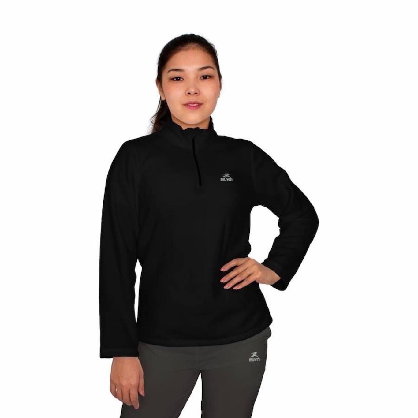 Blusão Muvin Fleece Solid Ls/Zm - Feminino - Foto 2