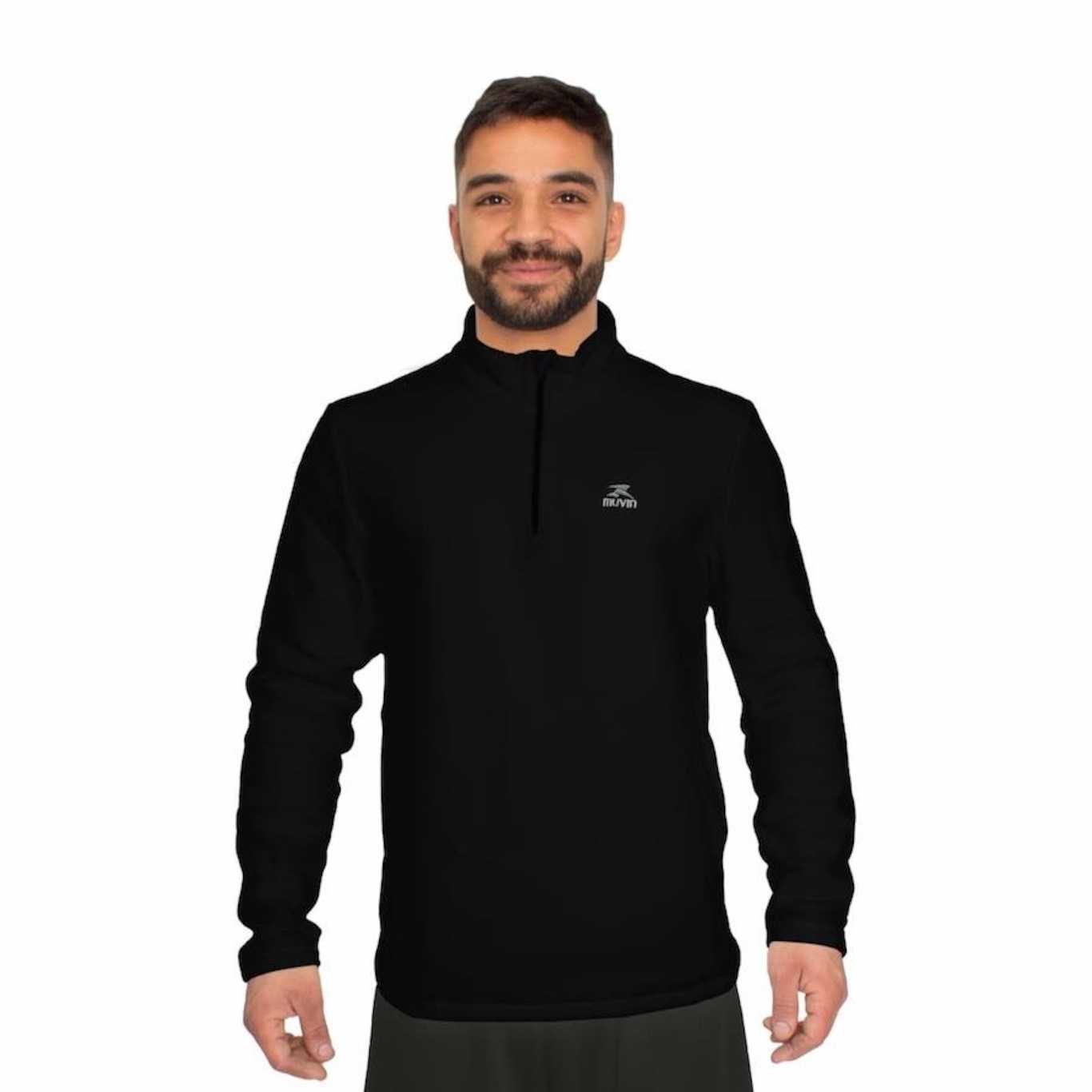 Blusão sem Capuz Fleece Muvin Solid LS/ZM - Masculino - Foto 1