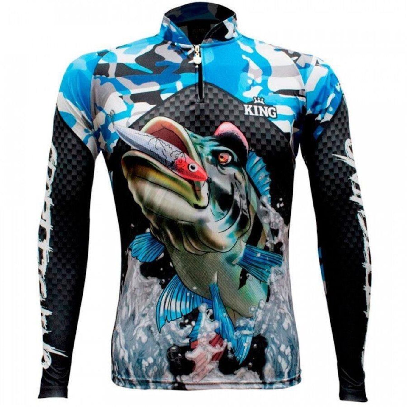 Camiseta Manga Longa de Pesca King Brasil Tucunaré Sportfishing Sublimada - Masculina - Foto 1