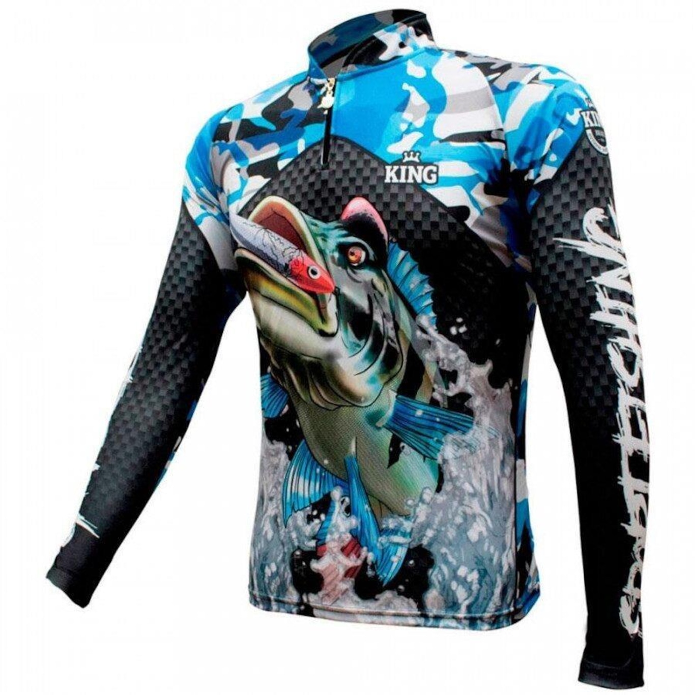 Camiseta Manga Longa de Pesca King Brasil Tucunaré Sportfishing Sublimada - Masculina - Foto 3