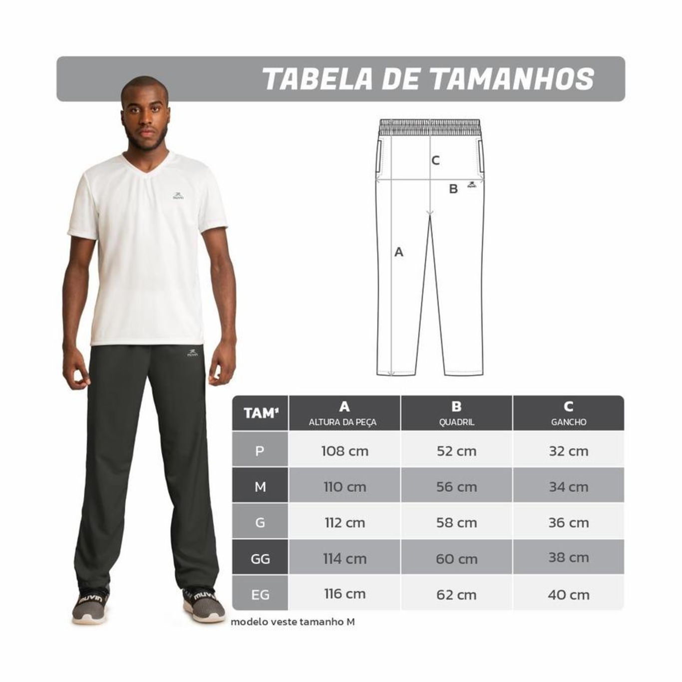 Calça Esportiva Muvin de Tactel CT-100 - Masculina - Foto 3