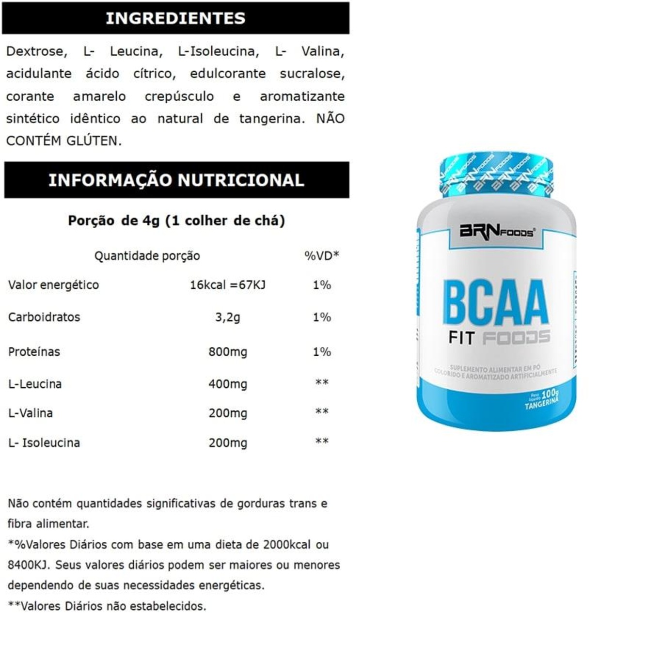 Kit BRN Foods Whey Protein Fusion - Morango 900g + BCAA Fit - 100g + Creatine Foods - 100g - Foto 3