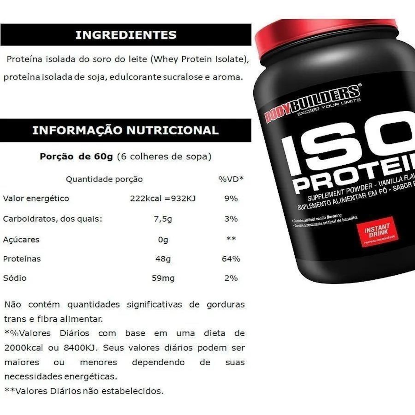 Kit Bodybuilders: Iso Protein - Chocolate - 900g + BCAA - Tangerina - 100g + Creatina - 100g - Foto 2