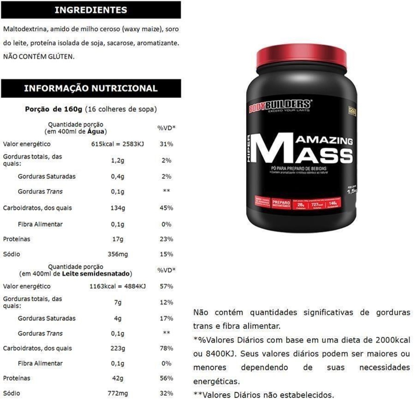 Kit Bodybuilders: Waxy Mass - Baunilha - 3kg + Amazing Mass - Baunilha - 1,5kg - Foto 3