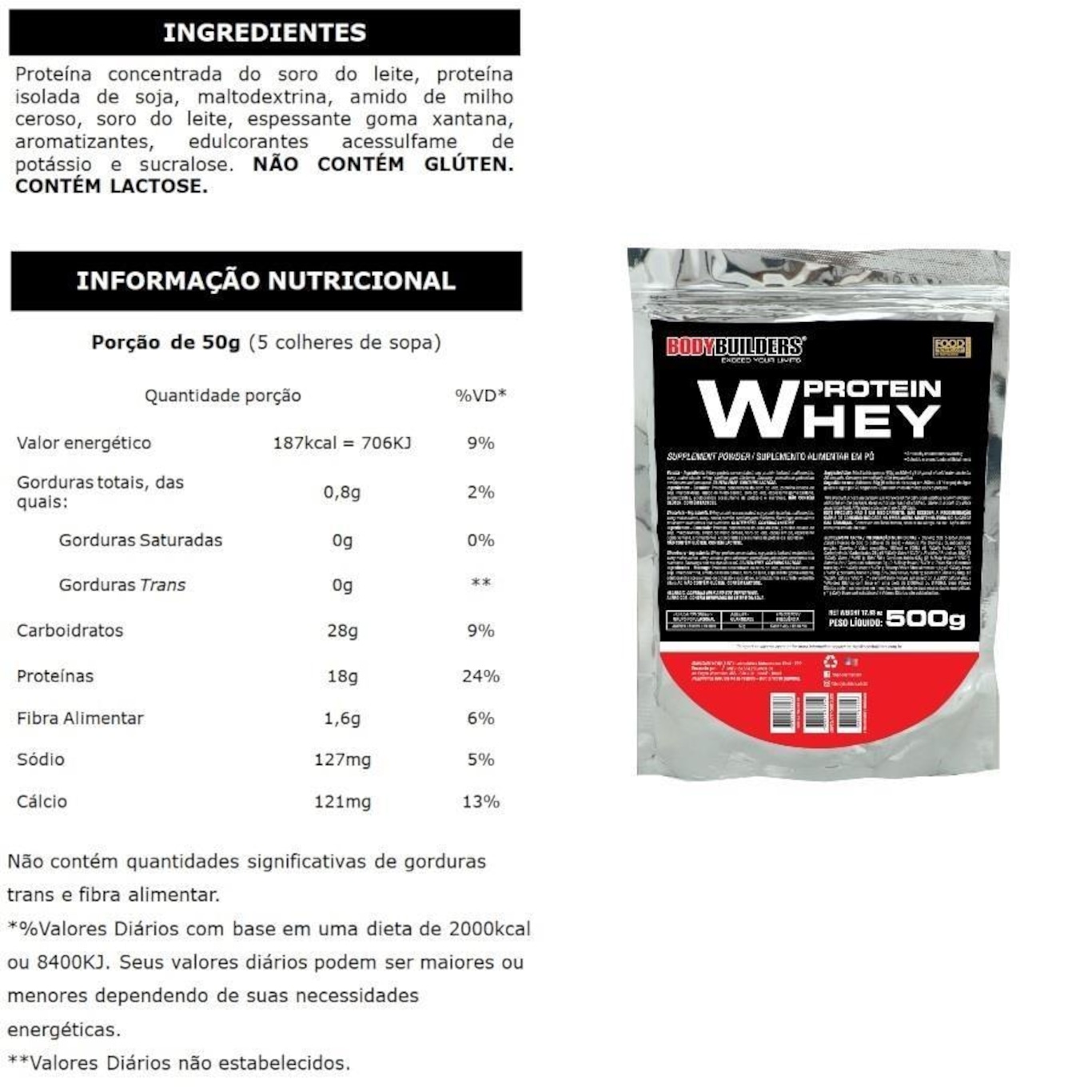 Kit Bodybuilders: Hipercalórico Waxy Mass - Baunilha - 3kg + Whey Protein Chocolate 500g +  BCAA 100g - Foto 3