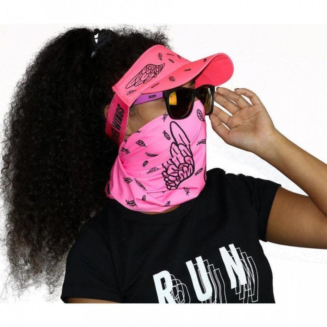 Bandana Hupi Asas Rosa Formato Tubular para Corrida e Ciclismo - Adulto - Foto 3