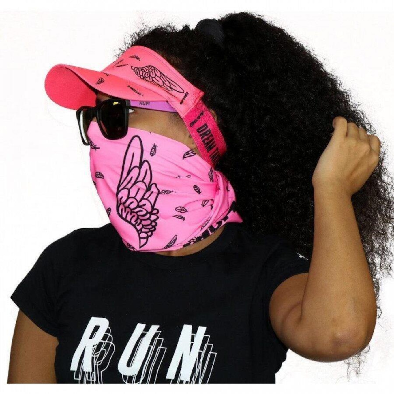 Bandana Hupi Asas Rosa Formato Tubular para Corrida e Ciclismo - Adulto - Foto 4