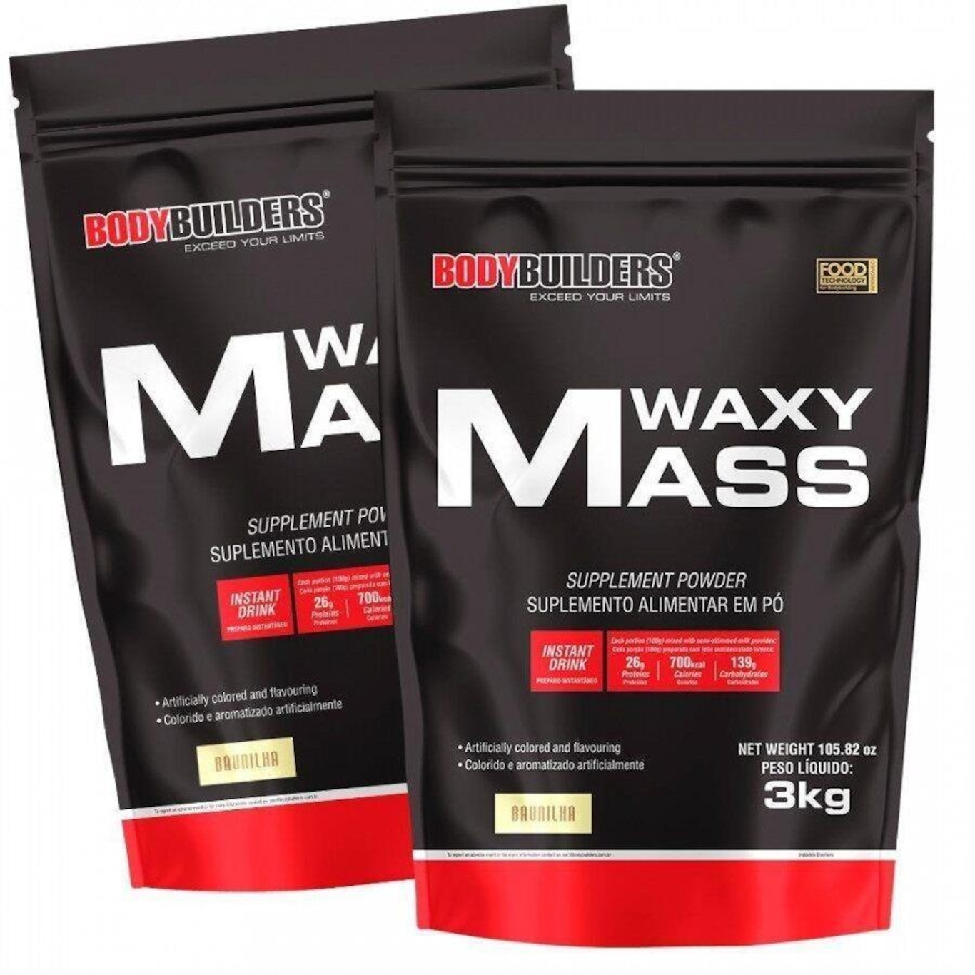 Kit Bodybuilders: Waxy Mass - Baunilha 3kg - 2 unidades - Foto 1