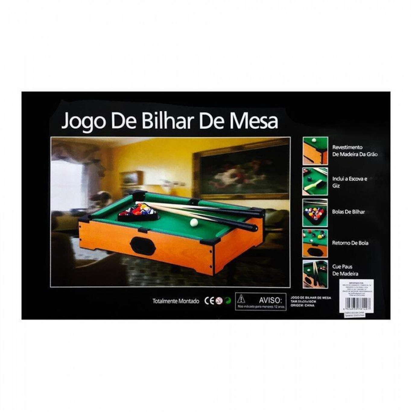 Jogo Bilhar Sinuca Snooker Mini Em Madeira