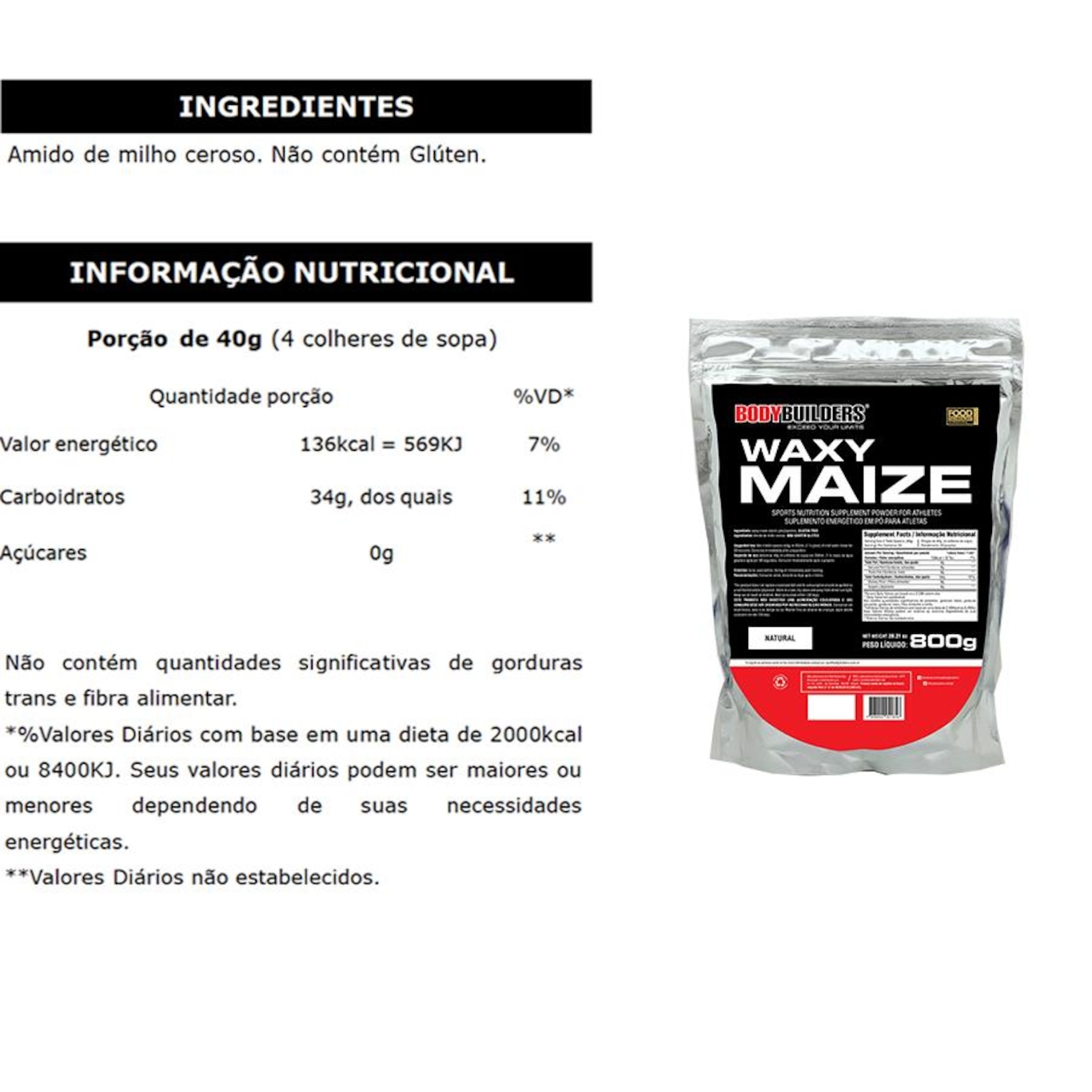 Kit Bodybuilders: 100% Like Whey Baunilha - 1,8kg + Waxy Maize - 800g + BCAA Tangerina - 100g + Creatina - 100g + Coqueteleira - Foto 3