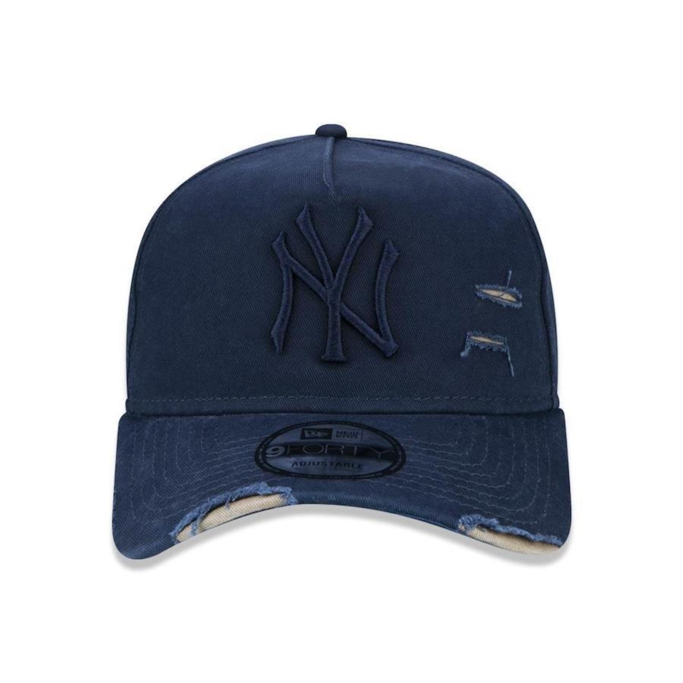 Boné Aba Curva New Era 9Forty A-Frame Ajustável Destroyed MLB New York Yankees - Strapback - Adulto - Foto 2