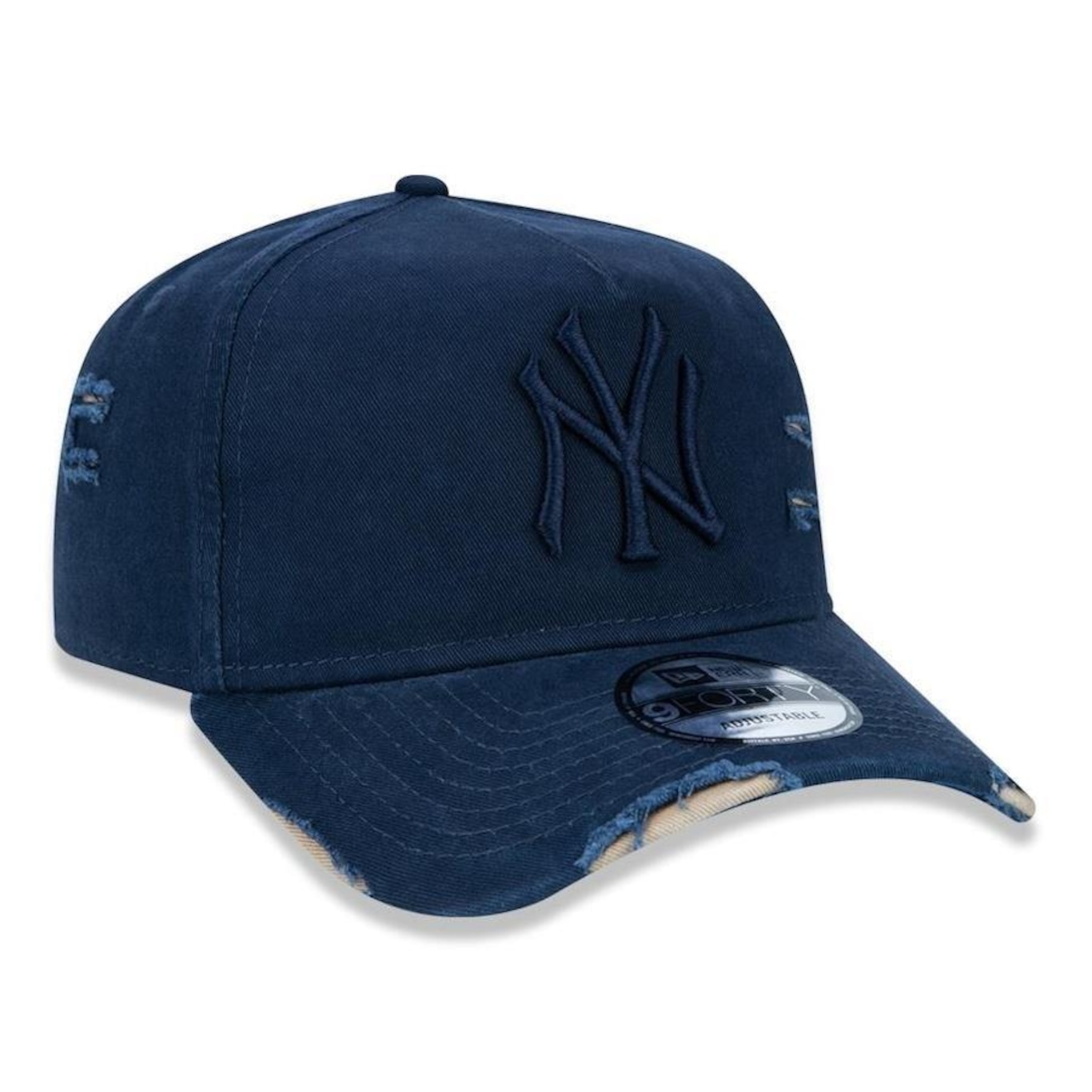 Boné Aba Curva New Era 9Forty A-Frame Ajustável Destroyed MLB New York Yankees - Strapback - Adulto - Foto 3