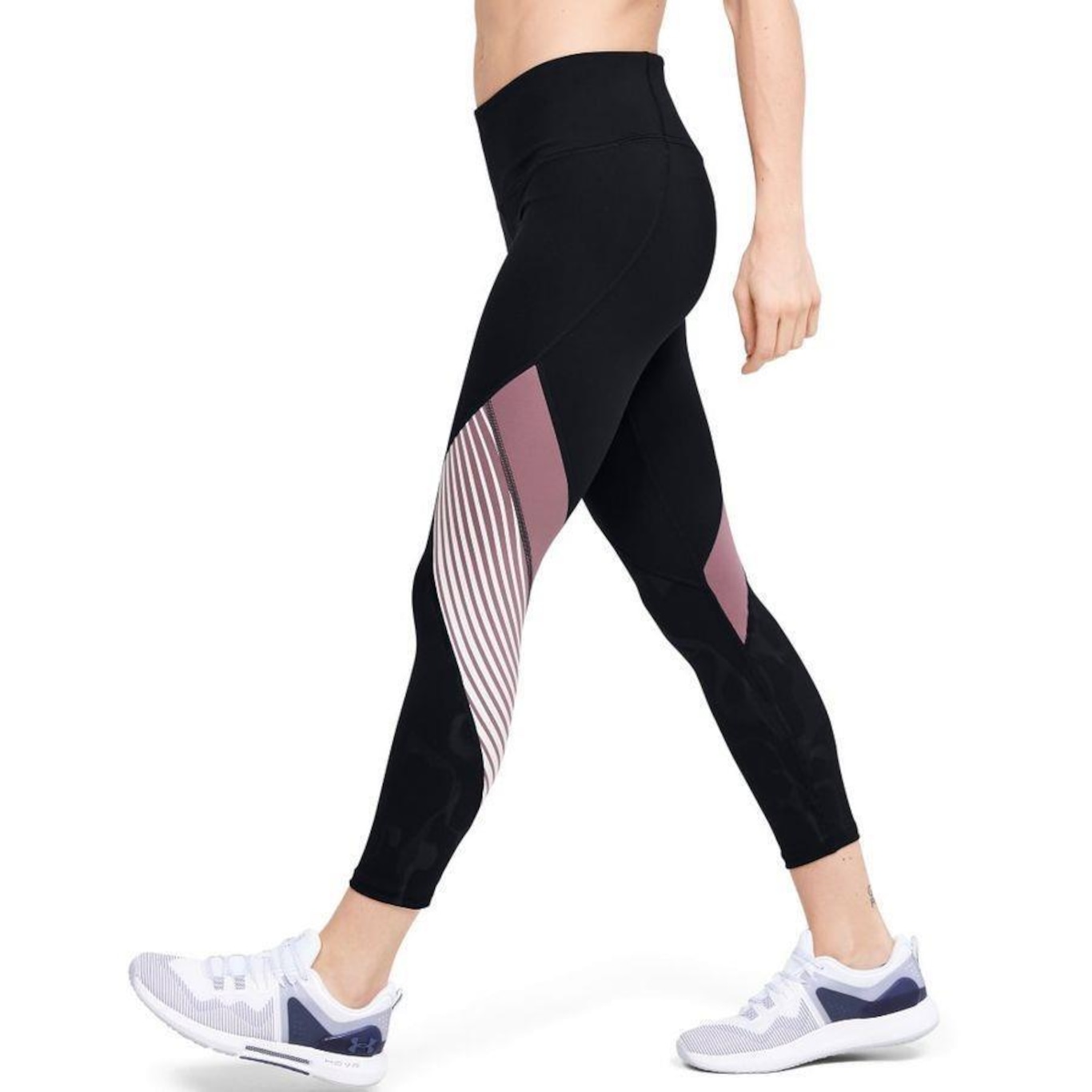 Calça Legging Under Armour Rush Embossed Shine Graphic Crop - Feminina - Foto 4