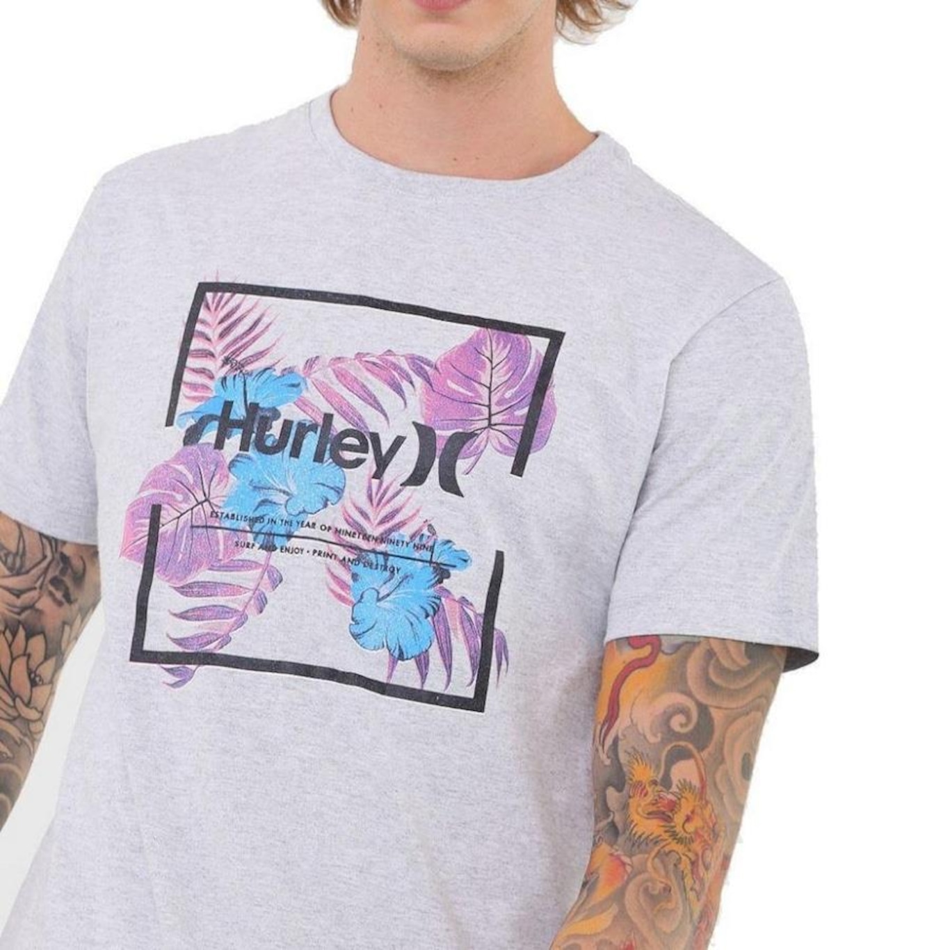 Camiseta Hurley Silk Fill Box - Masculina - Foto 3