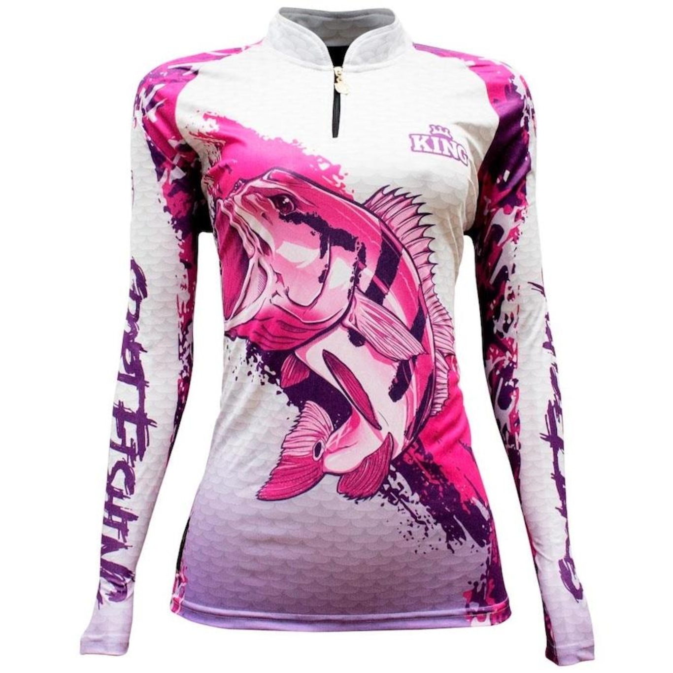 Camiseta Manga Longa de Pesca King Brasil Sublimada KFF631 Tucunaré - Feminina - Foto 1