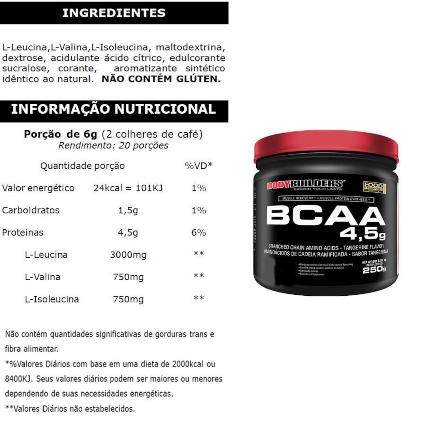 Kit Bodybuilders Hipercalórico Giant Mass Baunilha 3kg + Creatina 300g + BCAA 4.5 250g + Coqueteleira - Foto 3