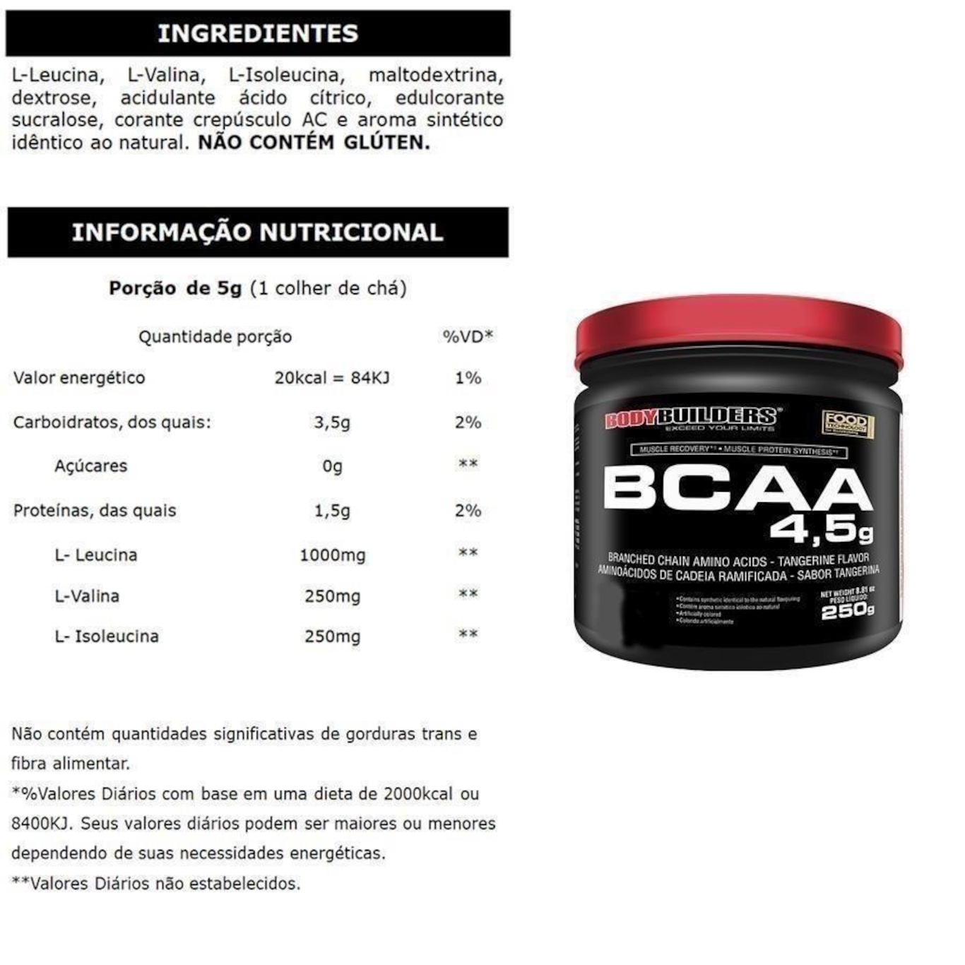 Kit Giant Mass Bodybuilders - Morango - 3kg + Creatina - 300g + BCAA 4.5 Powder - Tang - 250g + Coqueteleira - Foto 3