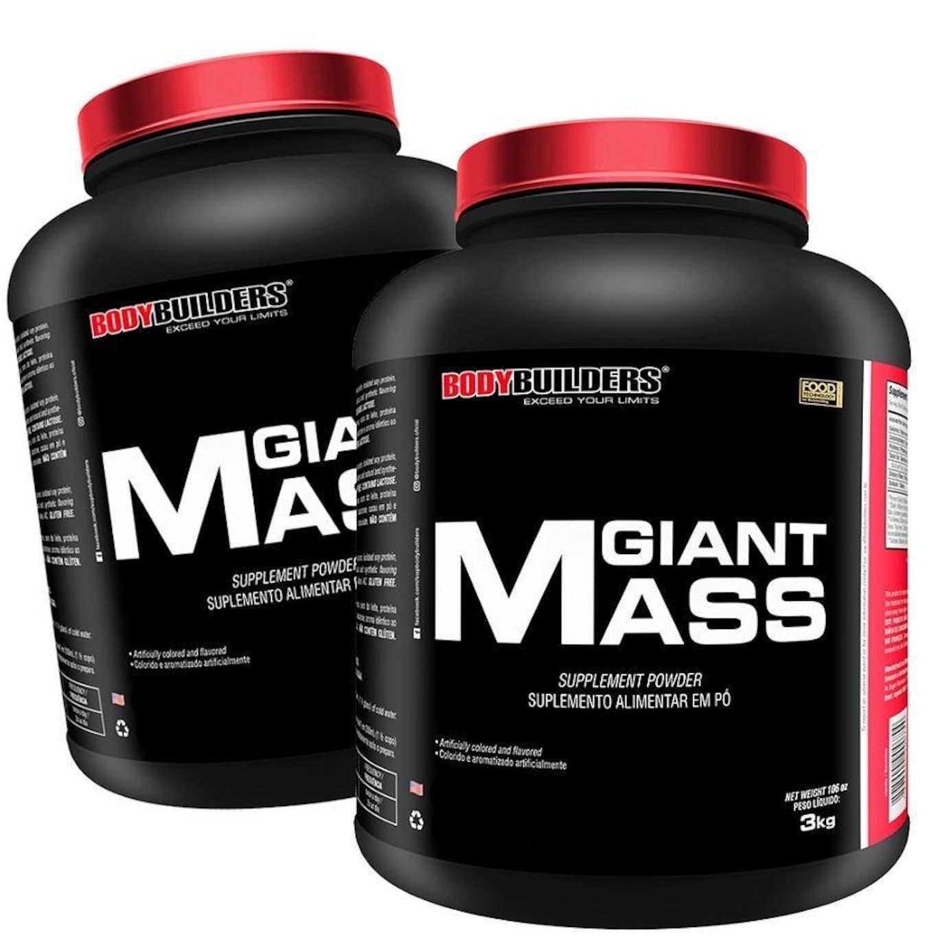 Kit Giant Mass Bodybuilders - Baunilha - 3kg - 2 unidades - Foto 1