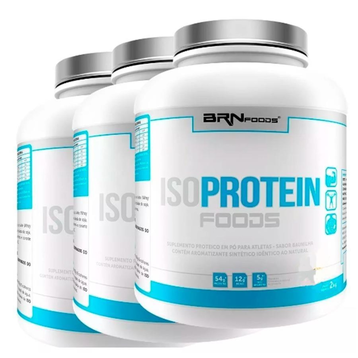 Kit 2x Iso Protein BRN Foods - Chocolate - 2kg + 1x Iso Protein - Morango - 2kg - Foto 1