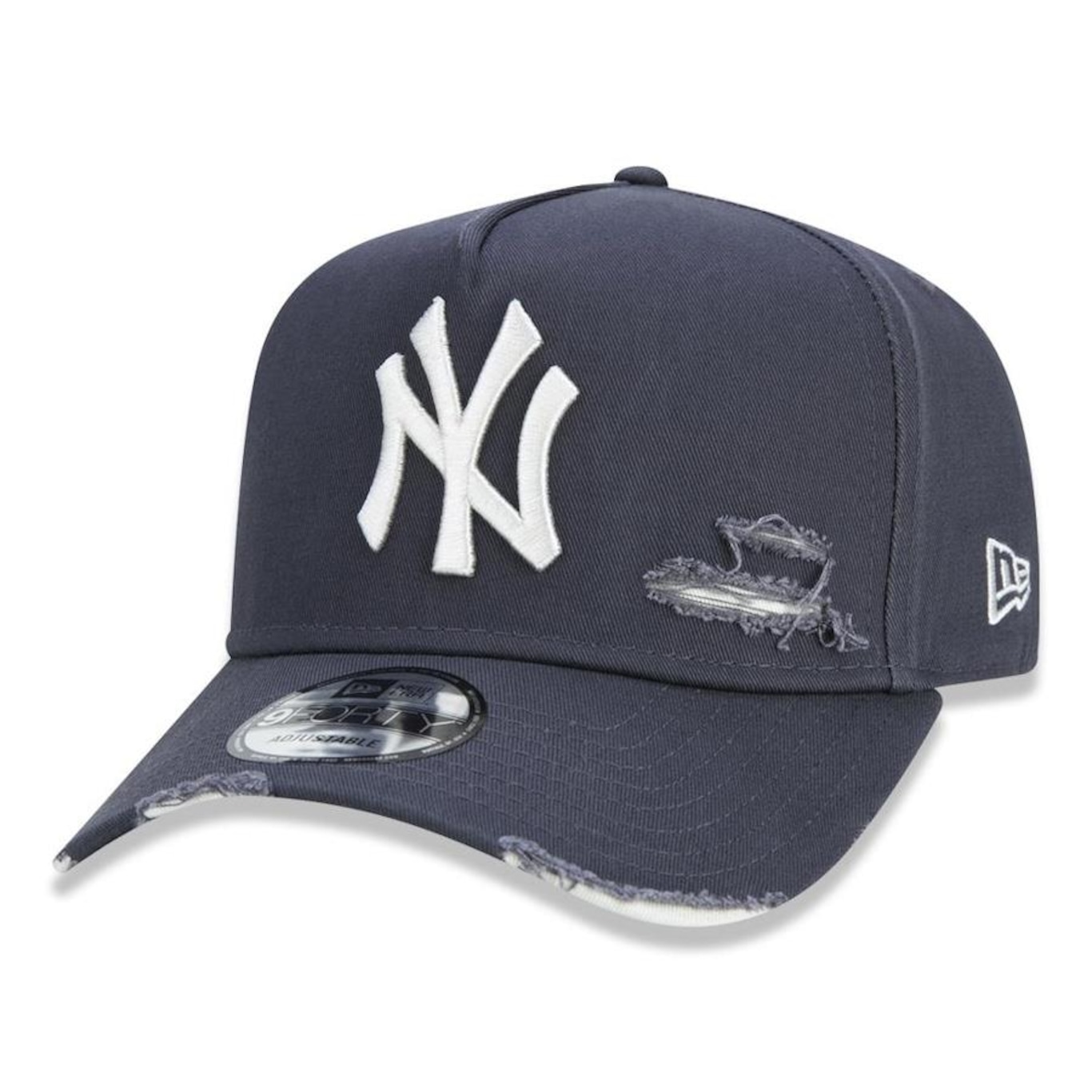 Boné Aba Curva New Era 9Forty A-Frame MLB New York Yankess Destroyed - Strapback - Adulto - Foto 1