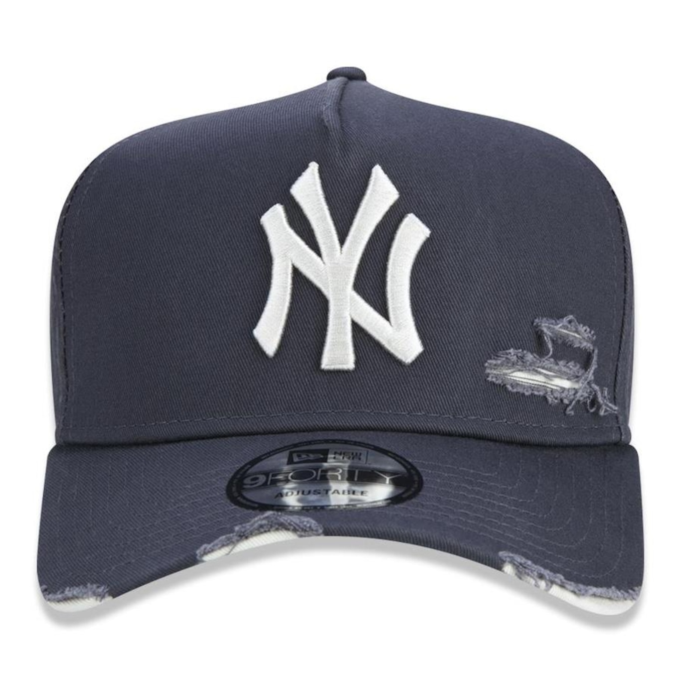 Boné Aba Curva New Era 9Forty A-Frame MLB New York Yankess Destroyed - Strapback - Adulto - Foto 2