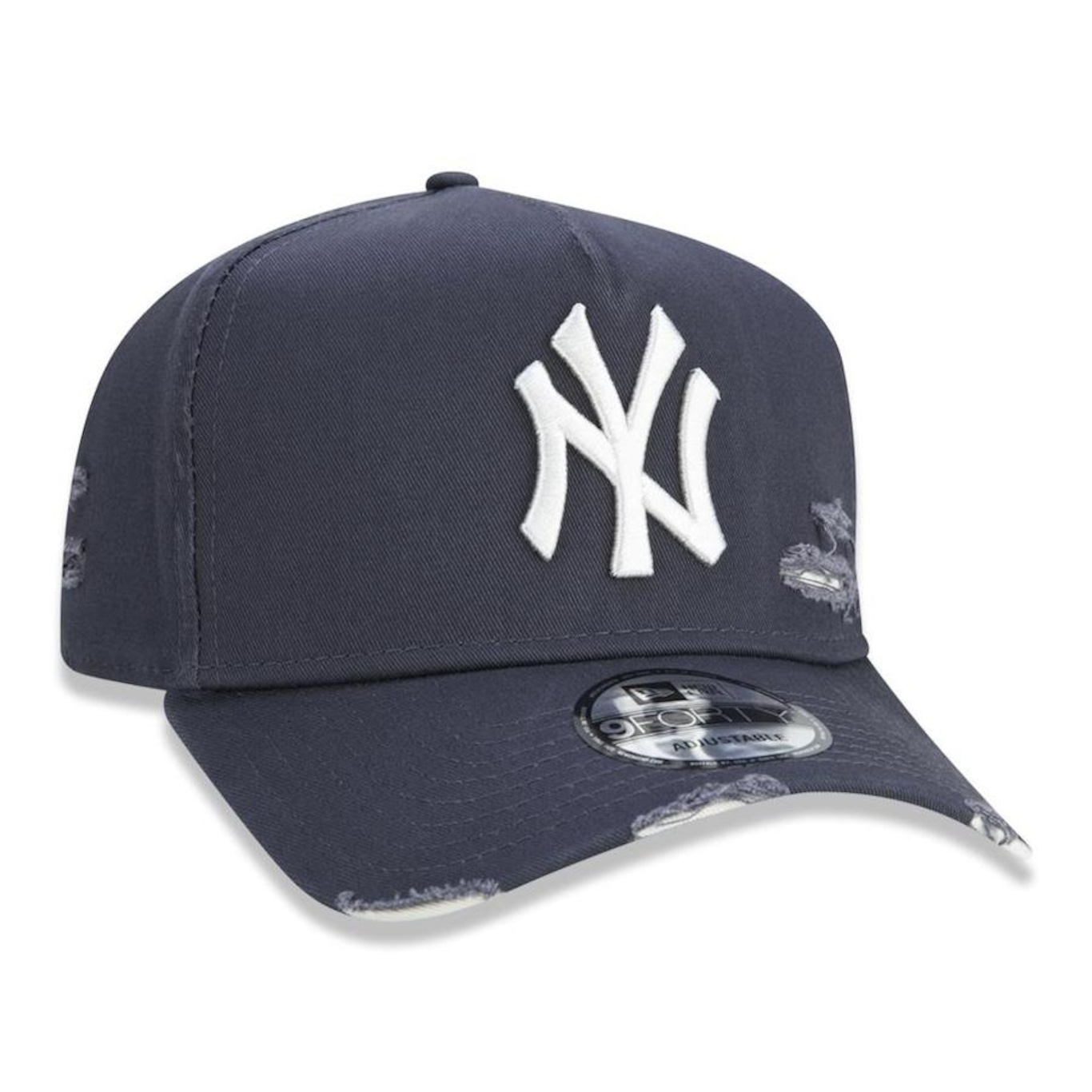 Boné Aba Curva New Era 9Forty A-Frame MLB New York Yankess Destroyed - Strapback - Adulto - Foto 3