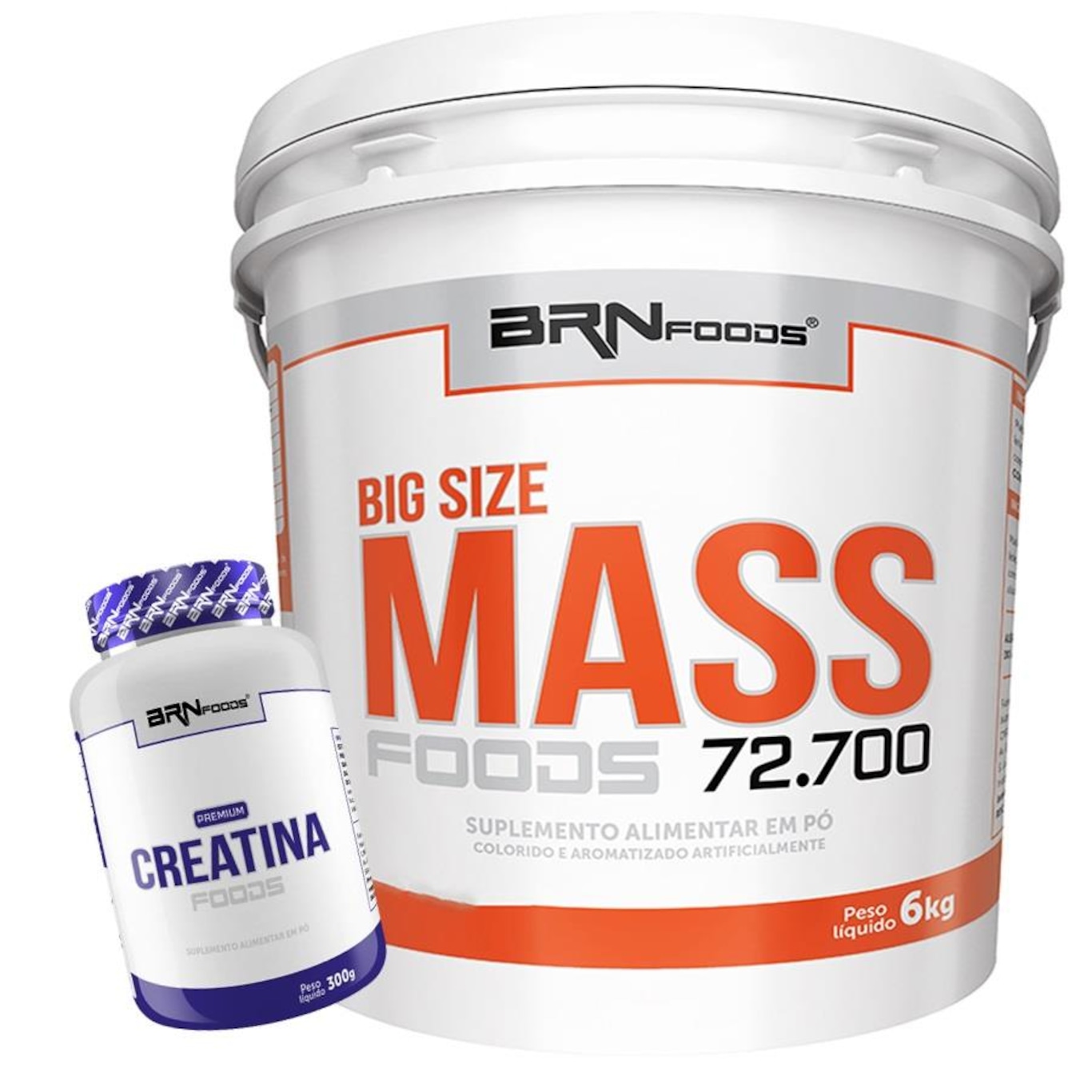 Kit Big Size Mass Mor BRN Foods 6kg + Creatina 300g - Foto 1