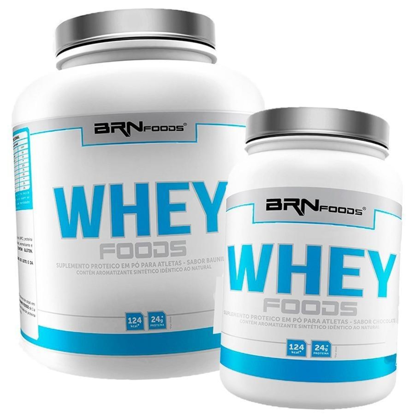 Kit Whey BRN Foods Morango - 2kg + Whey Foods - Morango - 900g - Foto 1