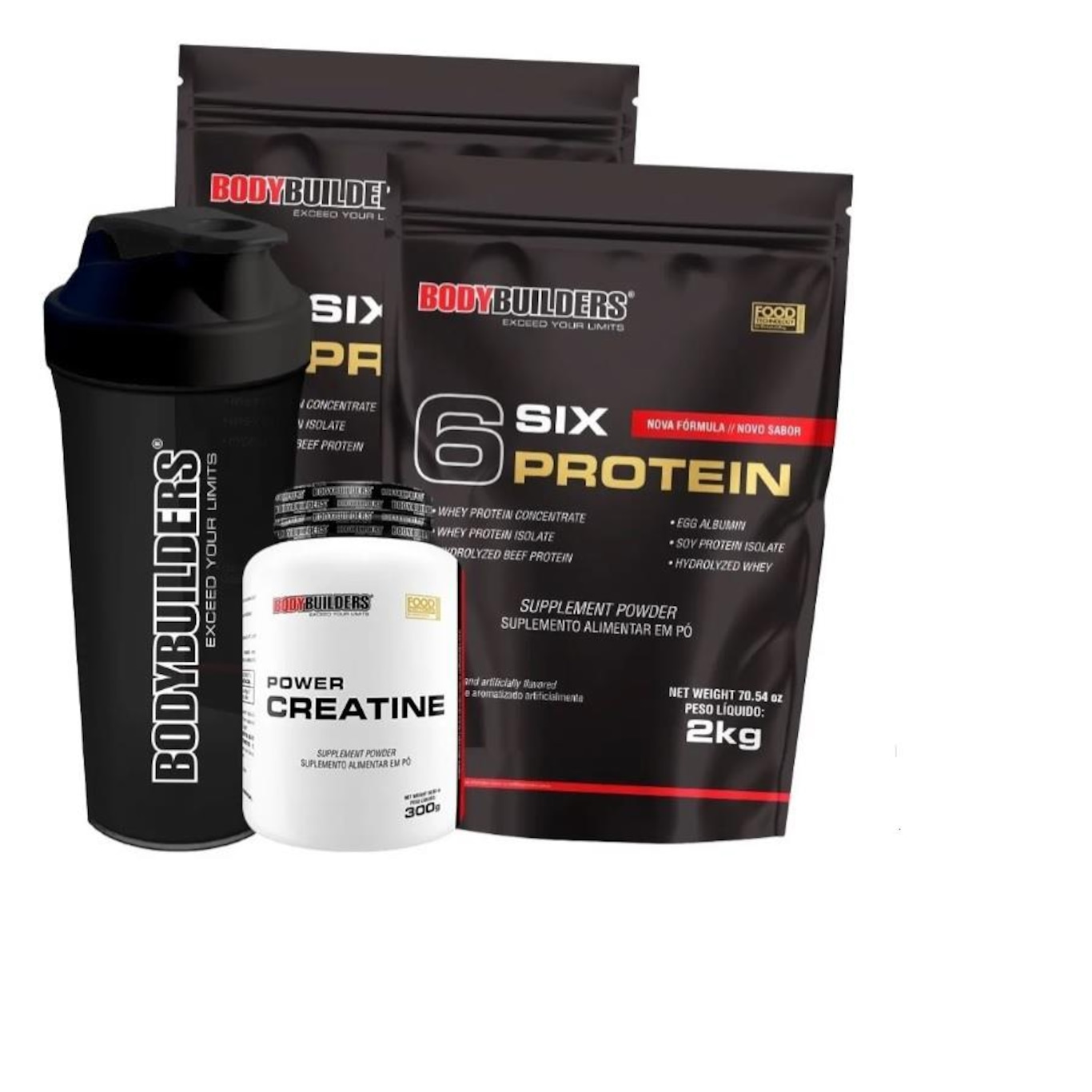 Kit 2x Whey Protein Bodybuilders - Baunilha - 2kg + 1x Creatina - 300g + Coqueteleira - Foto 1