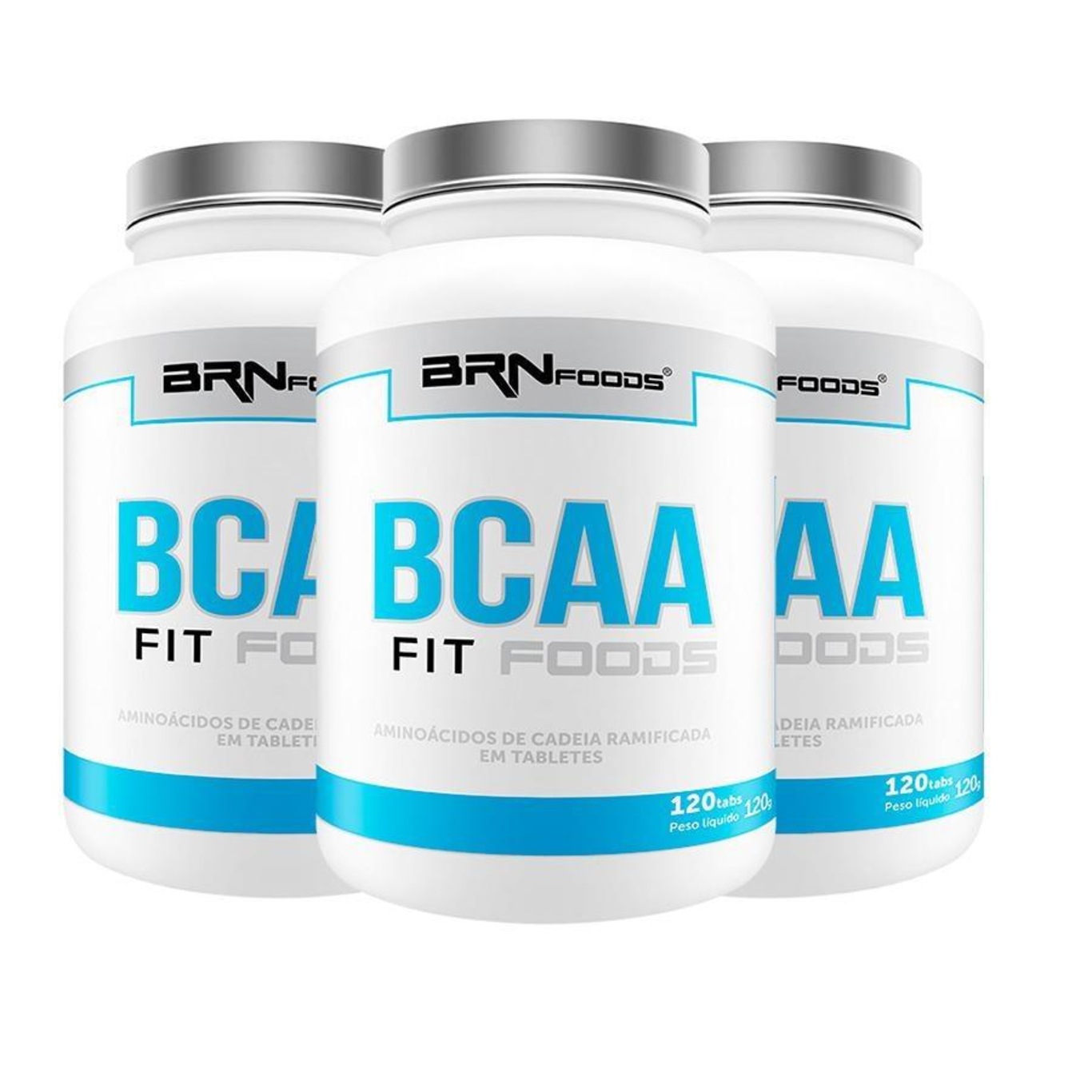 Kit BCAA BRN Foods Fit - 120 Tabs - 3 unidades - Foto 1