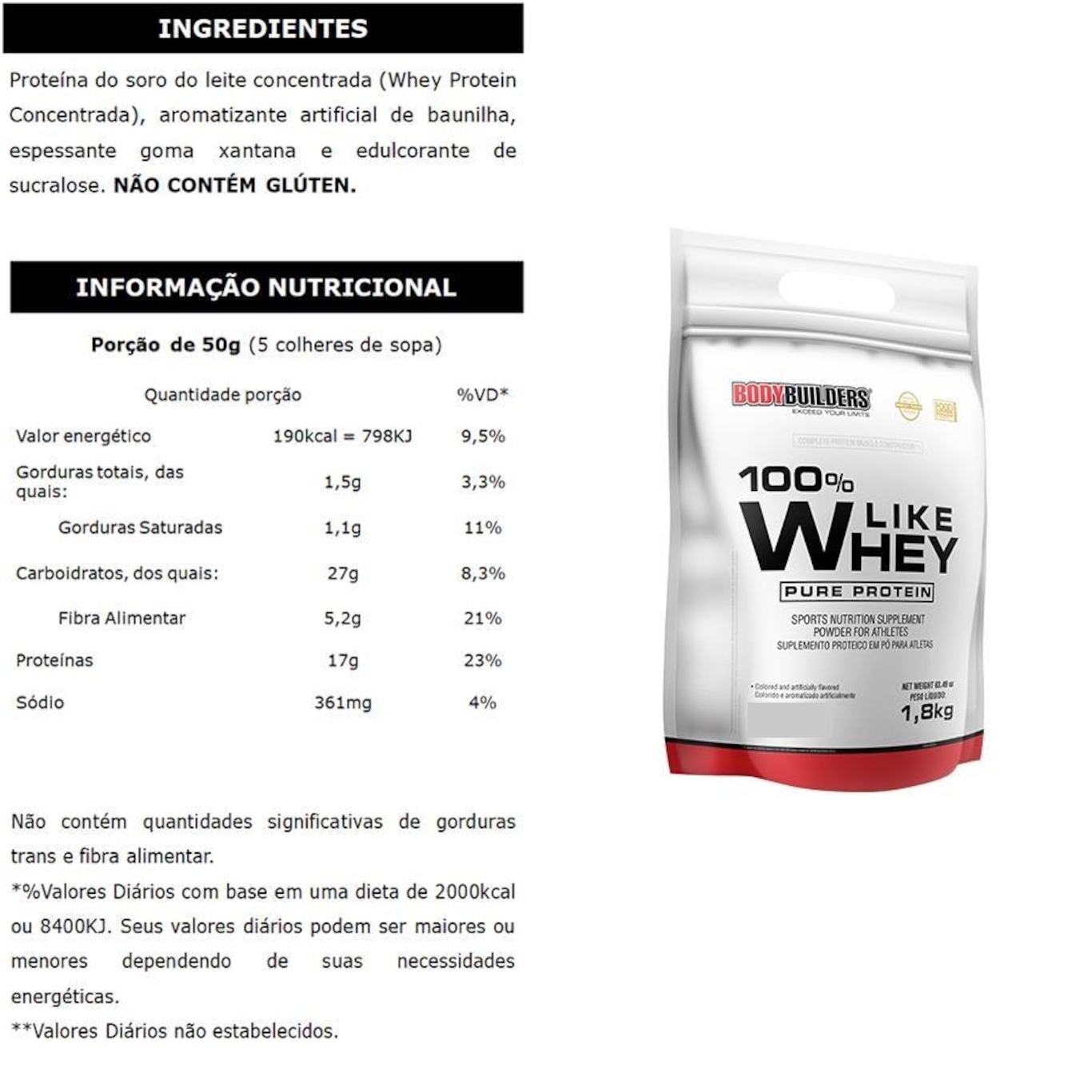 Kit Like Bodybuilders - Chocolate - 1,8kg + Voltz + BCAA - 100g + Creatina - 100g + Coqueteleira - Foto 2