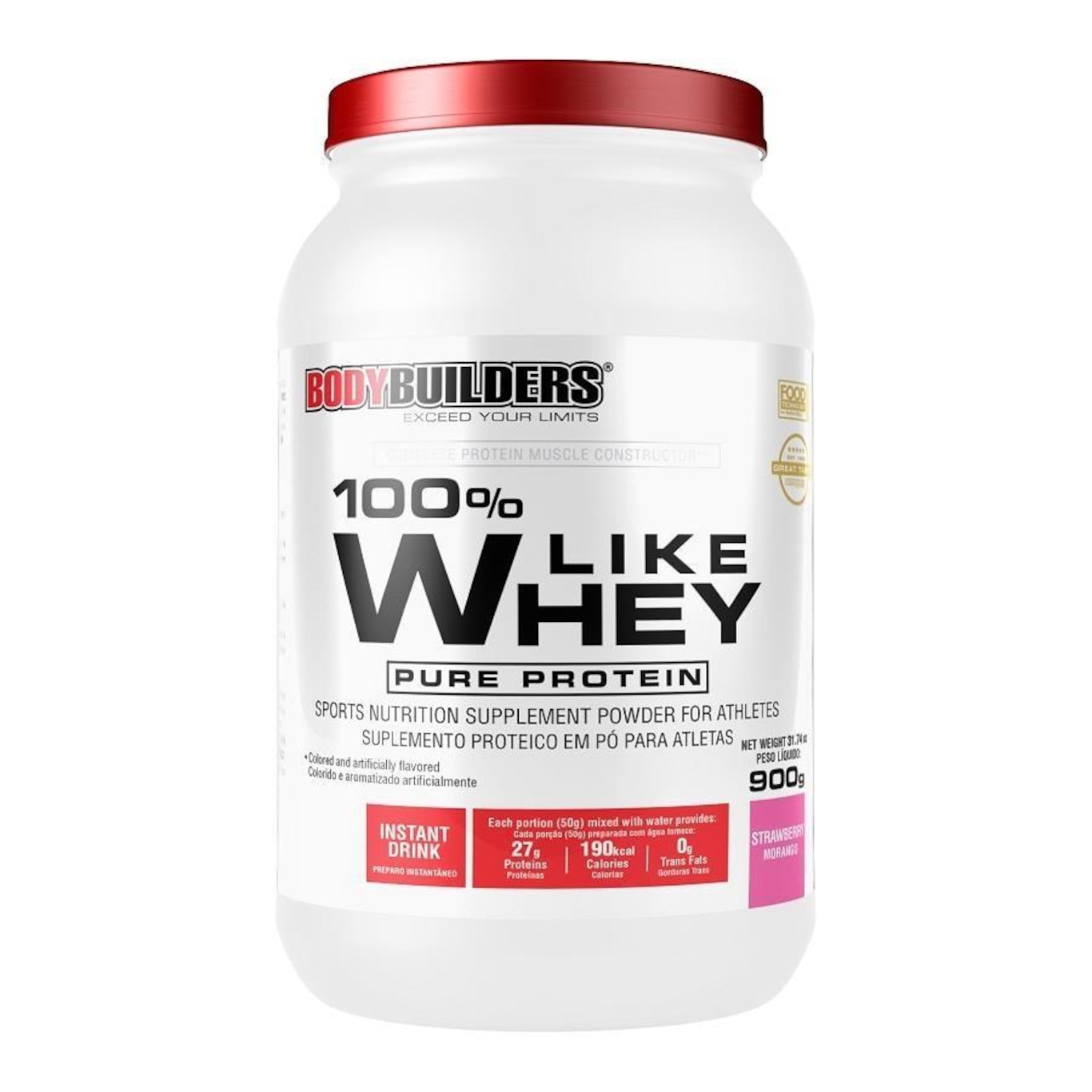 100% Like Whey Pure Protein BodyBuilders - Morango - 900g - Foto 1