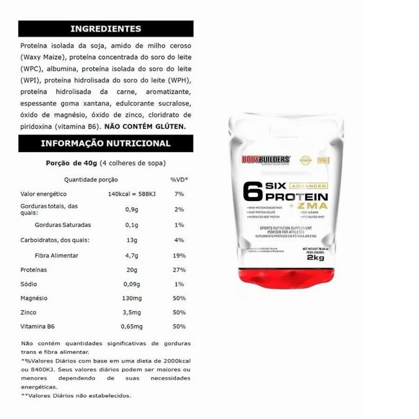 Kit Six Protein Bodybuilders Advanced - Morango - 2Kg - 3 unidades - Foto 2