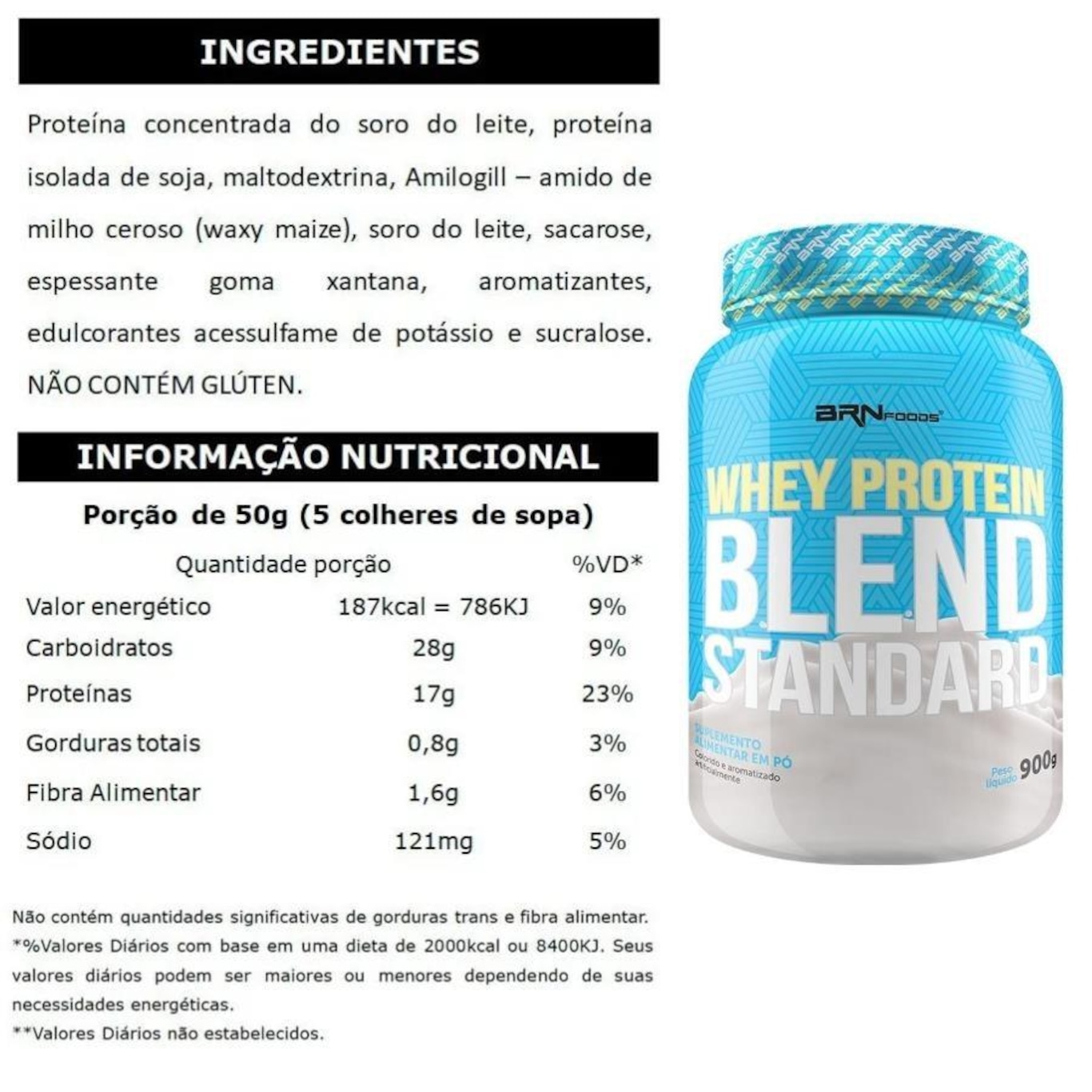 Whey Protein Blend Standard BRN Foods - Morango - 900g - Foto 2